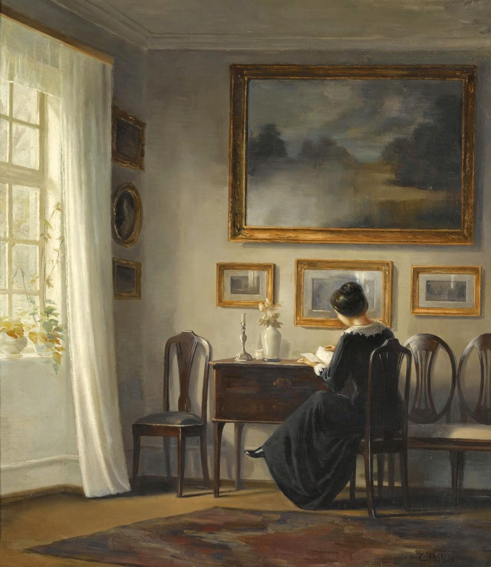 Lady Seated in a Drawing Room by Carl Holsøe