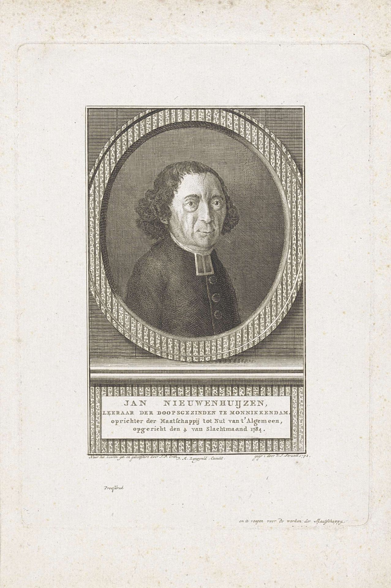 Portret van Jan Nieuwenhuyzen by Jacob Willem Strunck
