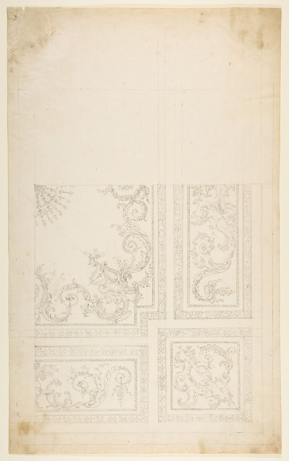 One Quarter of a Design for a Ceiling of a Room with Halved Variant Designs by Leonardo Marini
