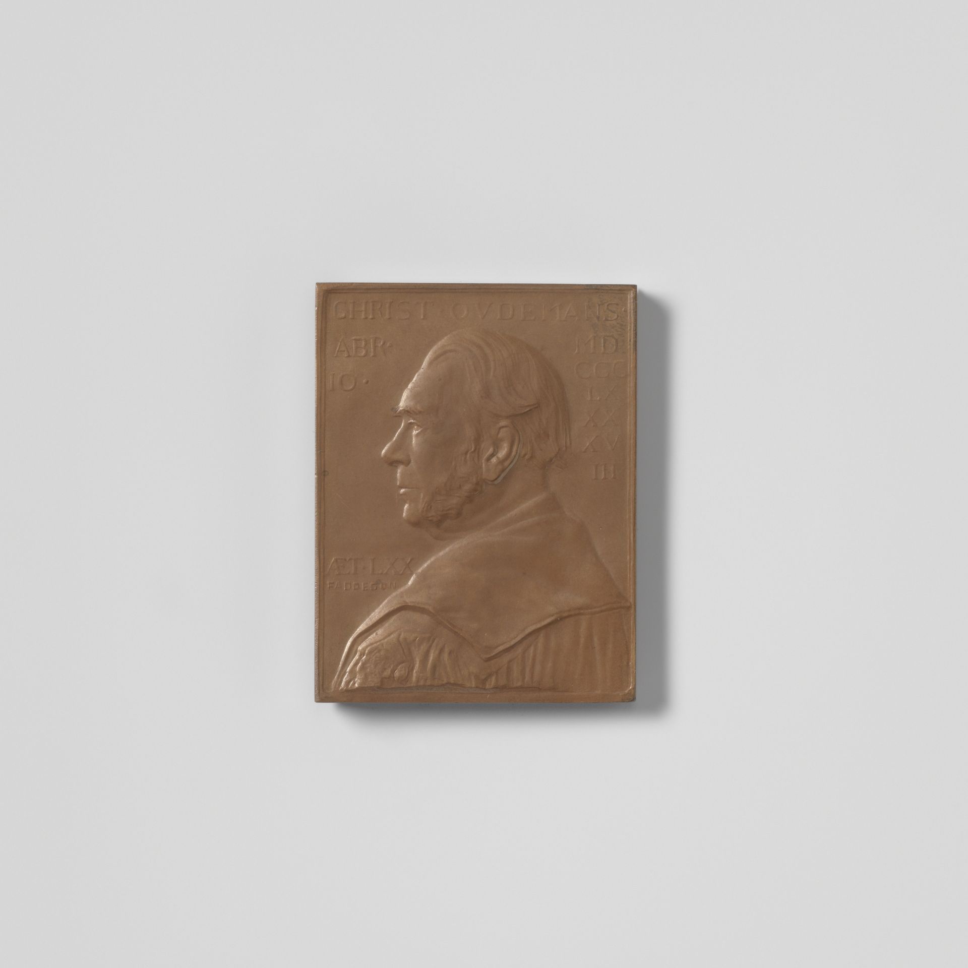 Plaquette met portret Chr. Oudemans by Johan Melchior Faddegon