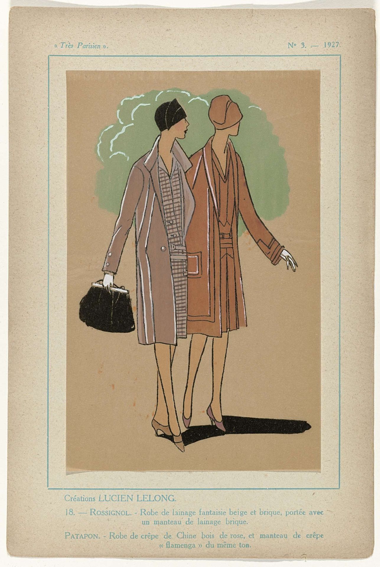 Très Parisien, 1927, No. 3, Pl. 18:  Créations LUCIEN LELONG - ROSSIGNOL by G-P. Joumard