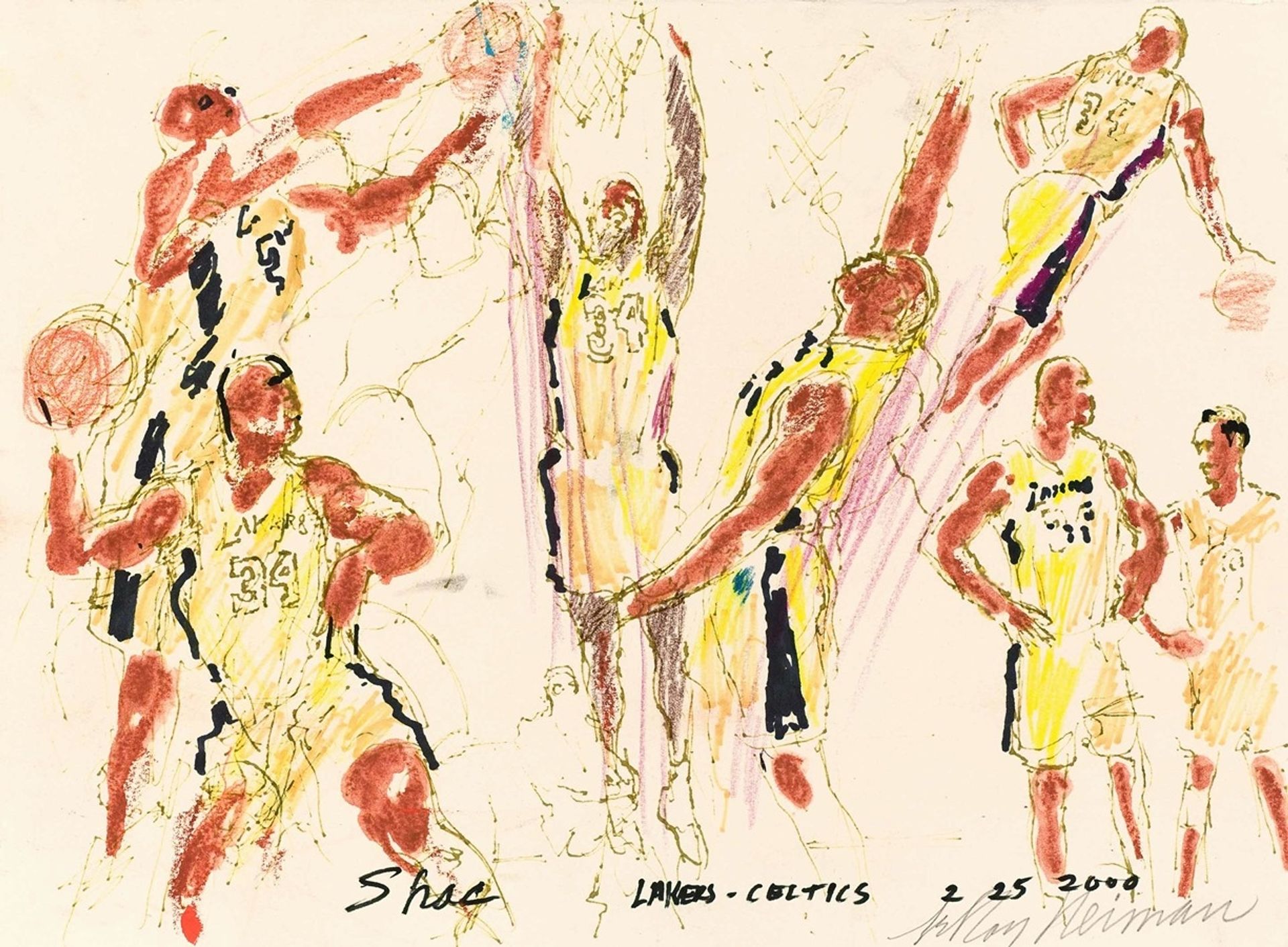 Los Angeles Lakers-Boston Celtics by LeRoy Neiman