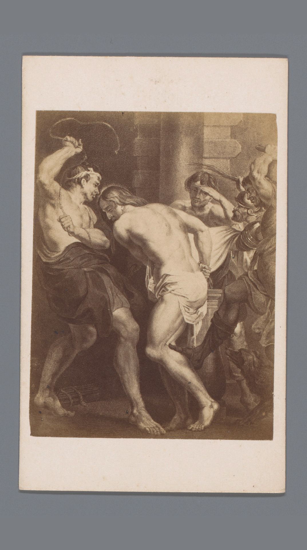 Fotoreproductie van een gravure van De geseling van Christus, naar Rubens by Anonymous
