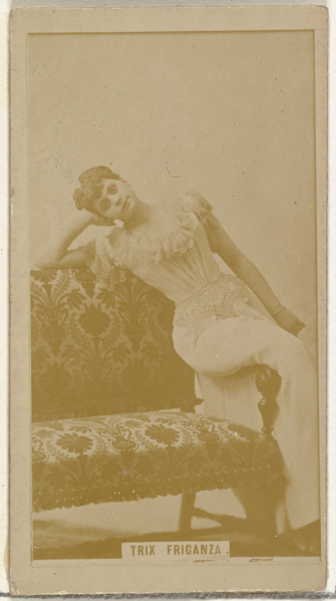 Trix Fricanza, from the Actors and Actresses series (N145-8) issued by Duke Sons & Co. to promote Duke Cigarettes by W. Duke, Sons & Co.