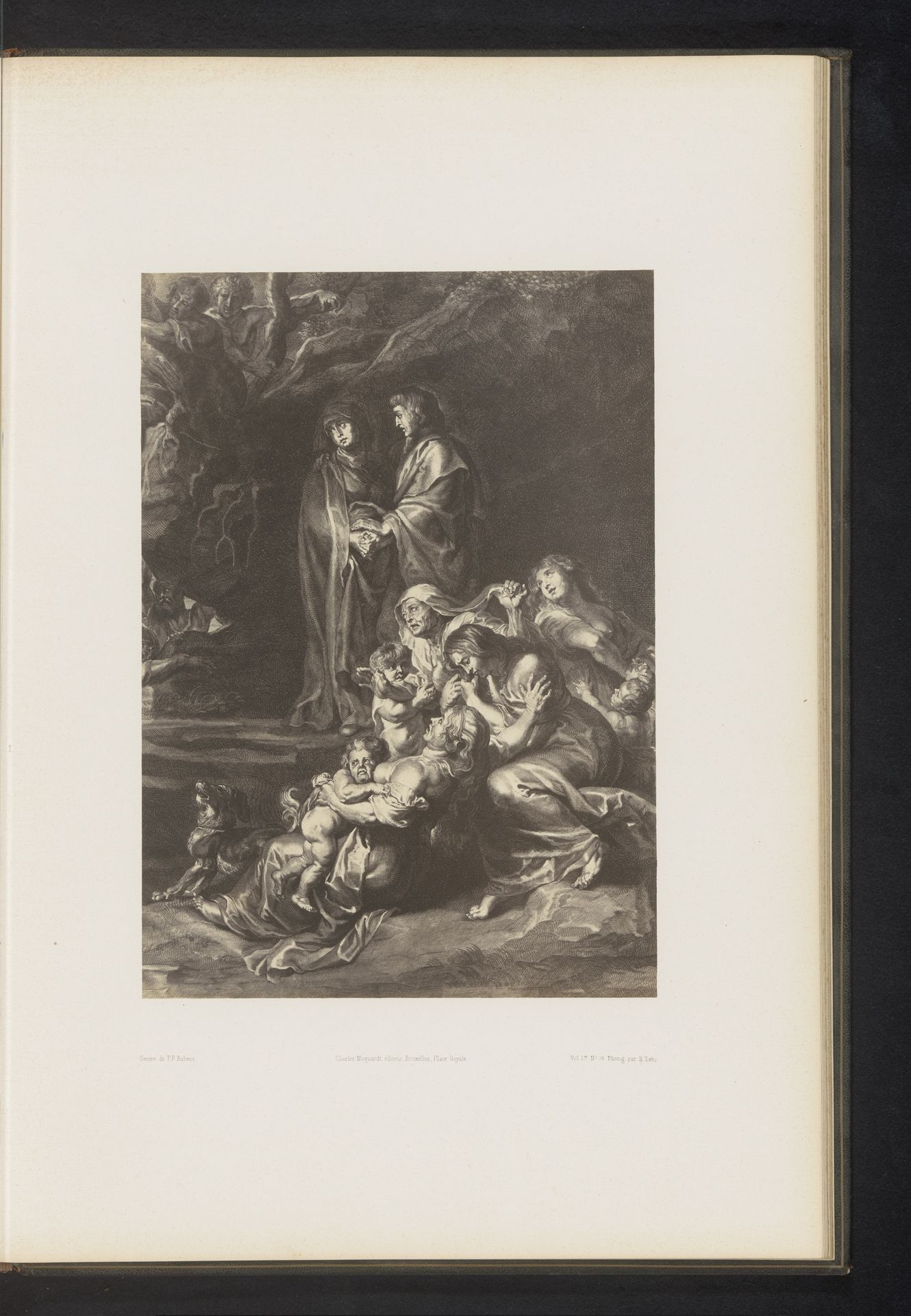 Fotoreproductie van een gravure van De kruisoprichting door Hans Witdoeck, naar het schilderij door Peter Paul Rubens by Jean Louis Bargignac