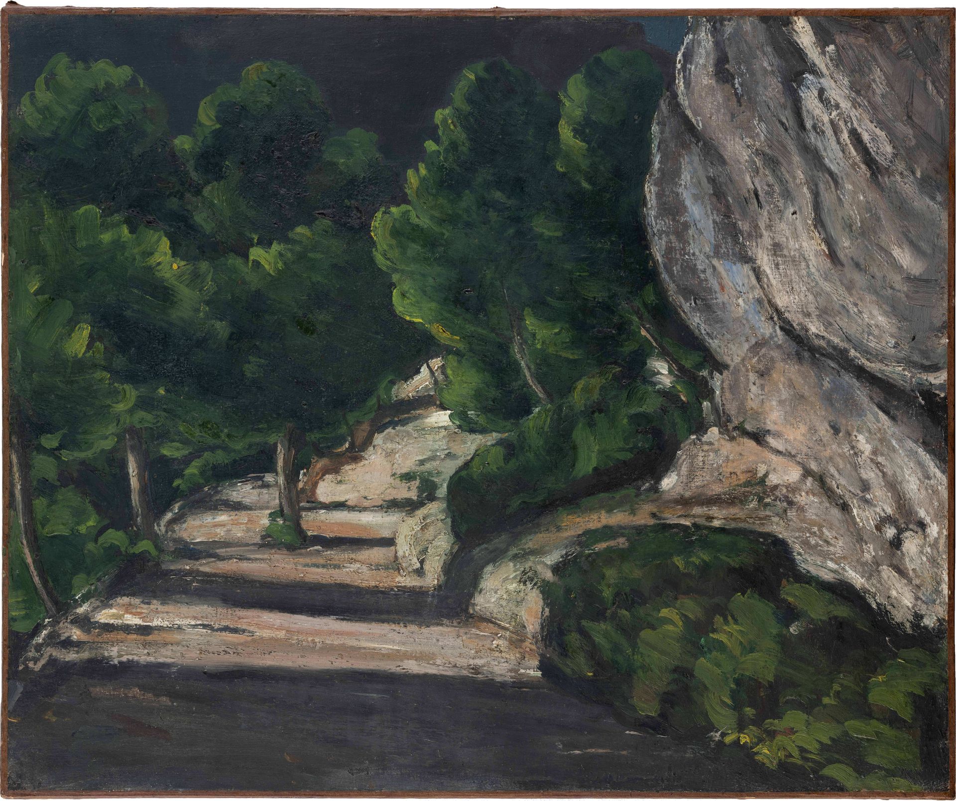 Landscape. Road with Trees in Rocky Mountains by Paul Cézanne