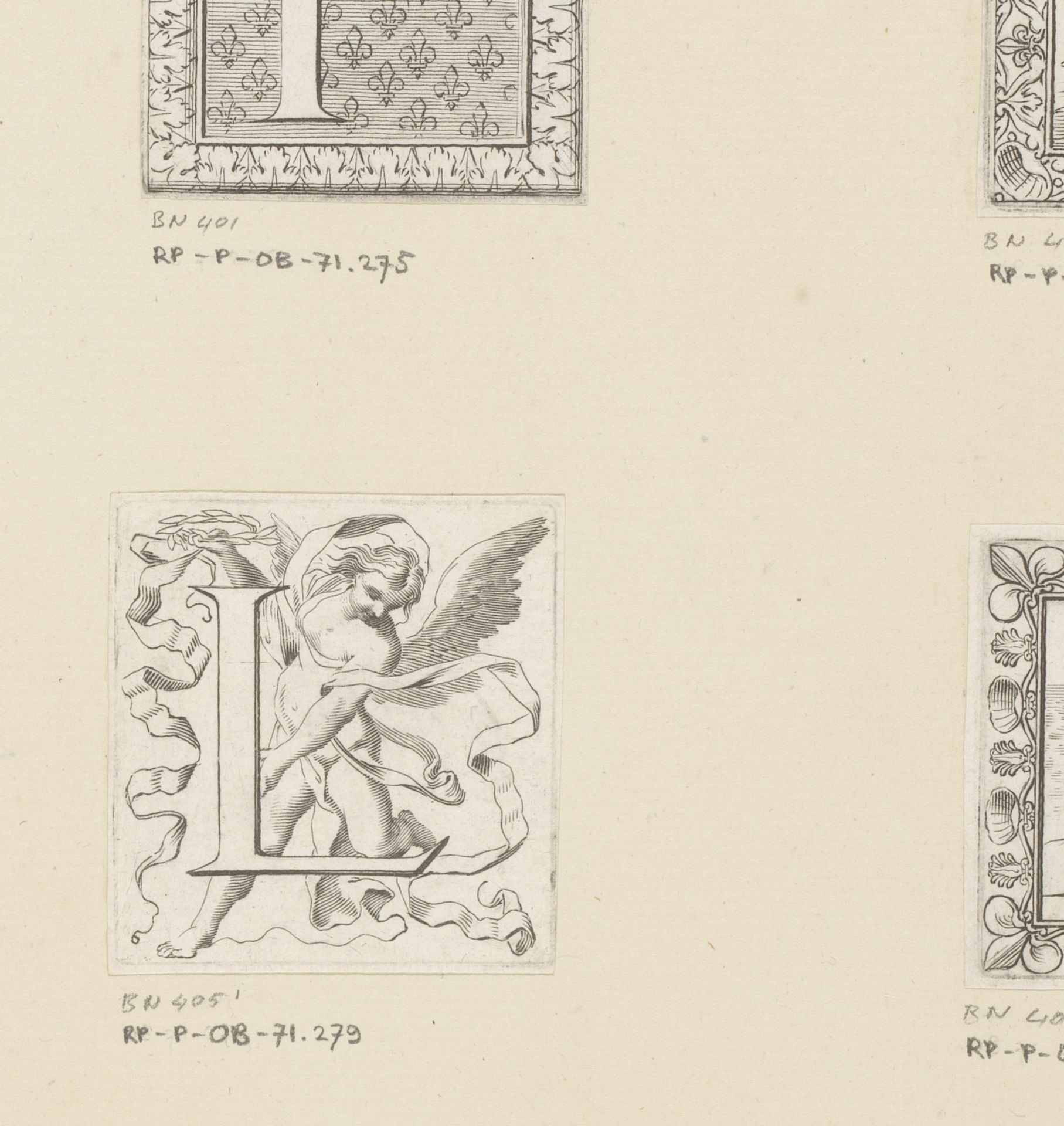 Letter L met Victorie by Claude Mellan