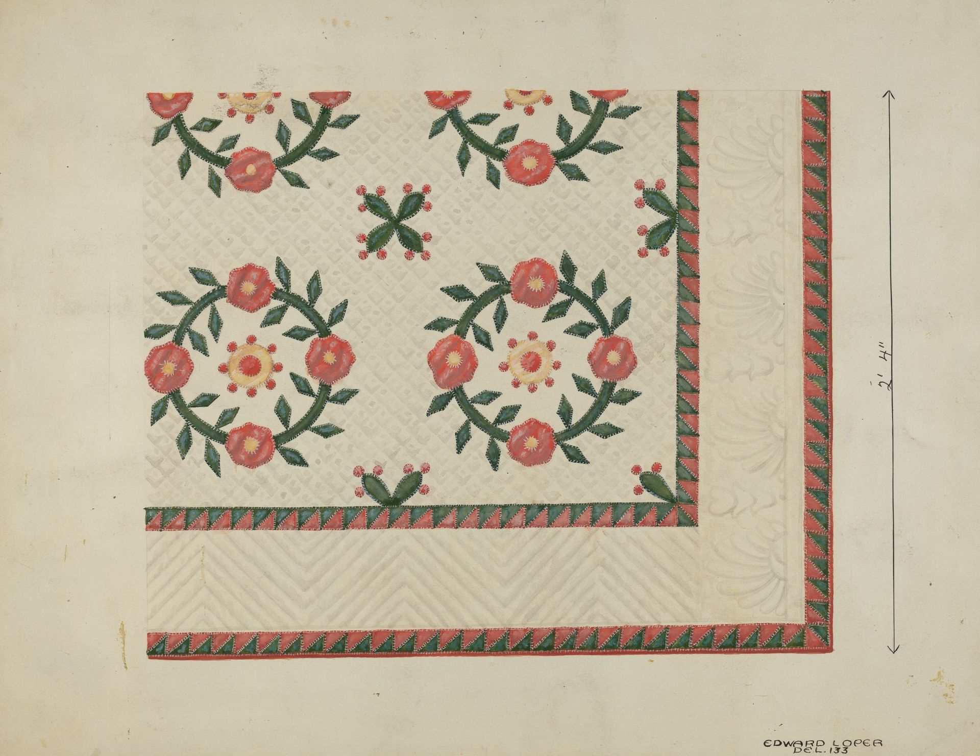 Quilted Applique Coverlet by Edward L. Loper