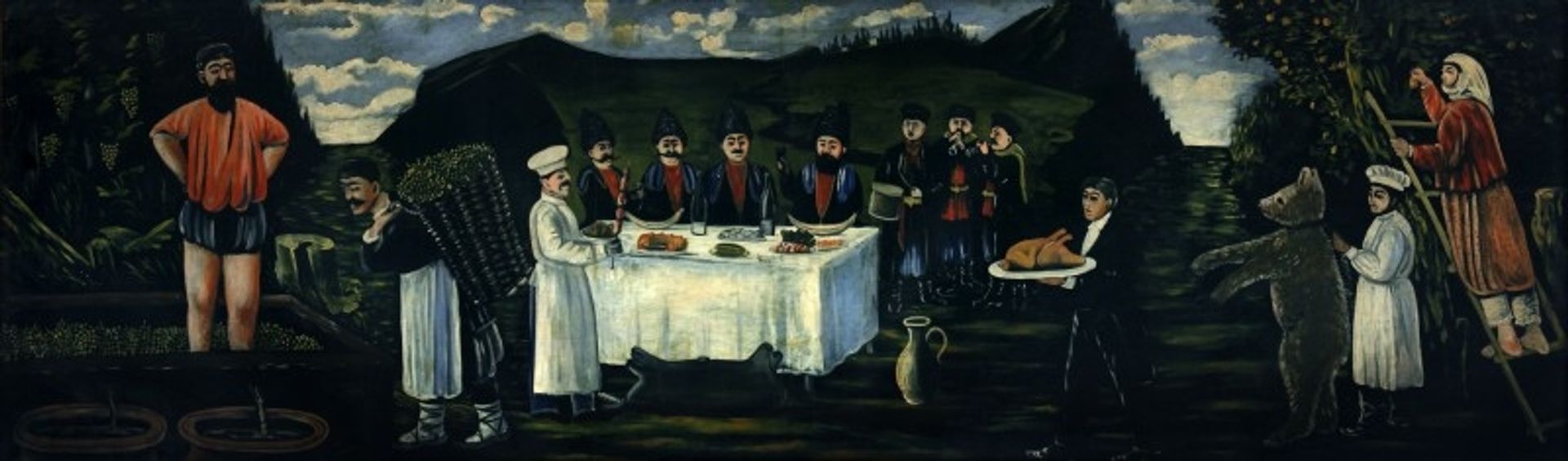 The feast in vintage by Niko Pirosmani