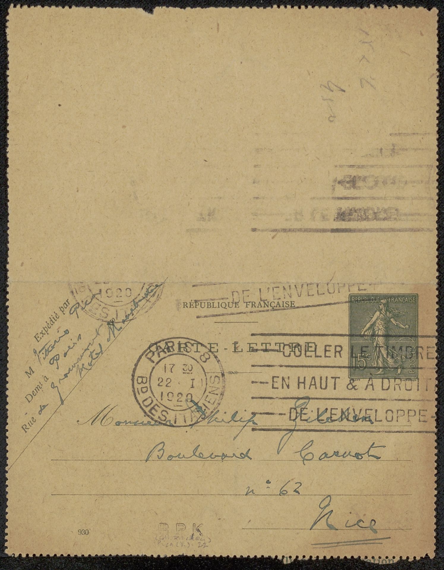 Briefkaart aan Philip Zilcken by Vittorio Pica
