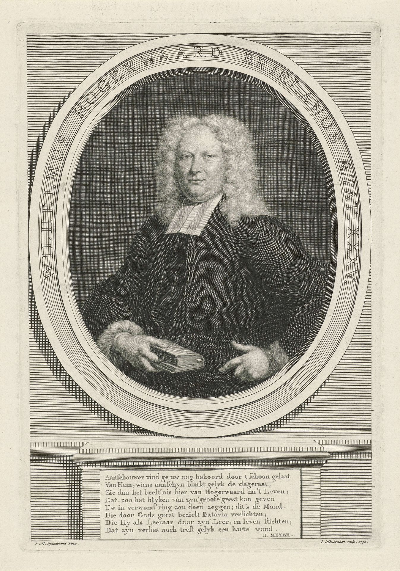 Portret van Wilhelmus Hogerwaard by Jacob Houbraken