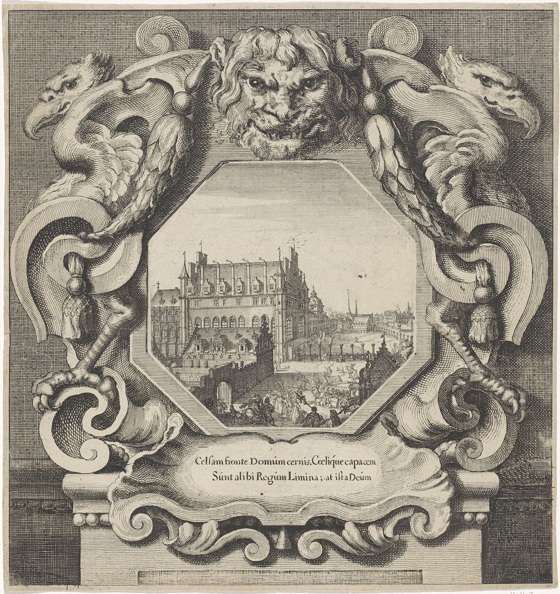 Gezicht op het Paleis op de Koudenberg te Brussel by Abraham Dircksz. Santvoort