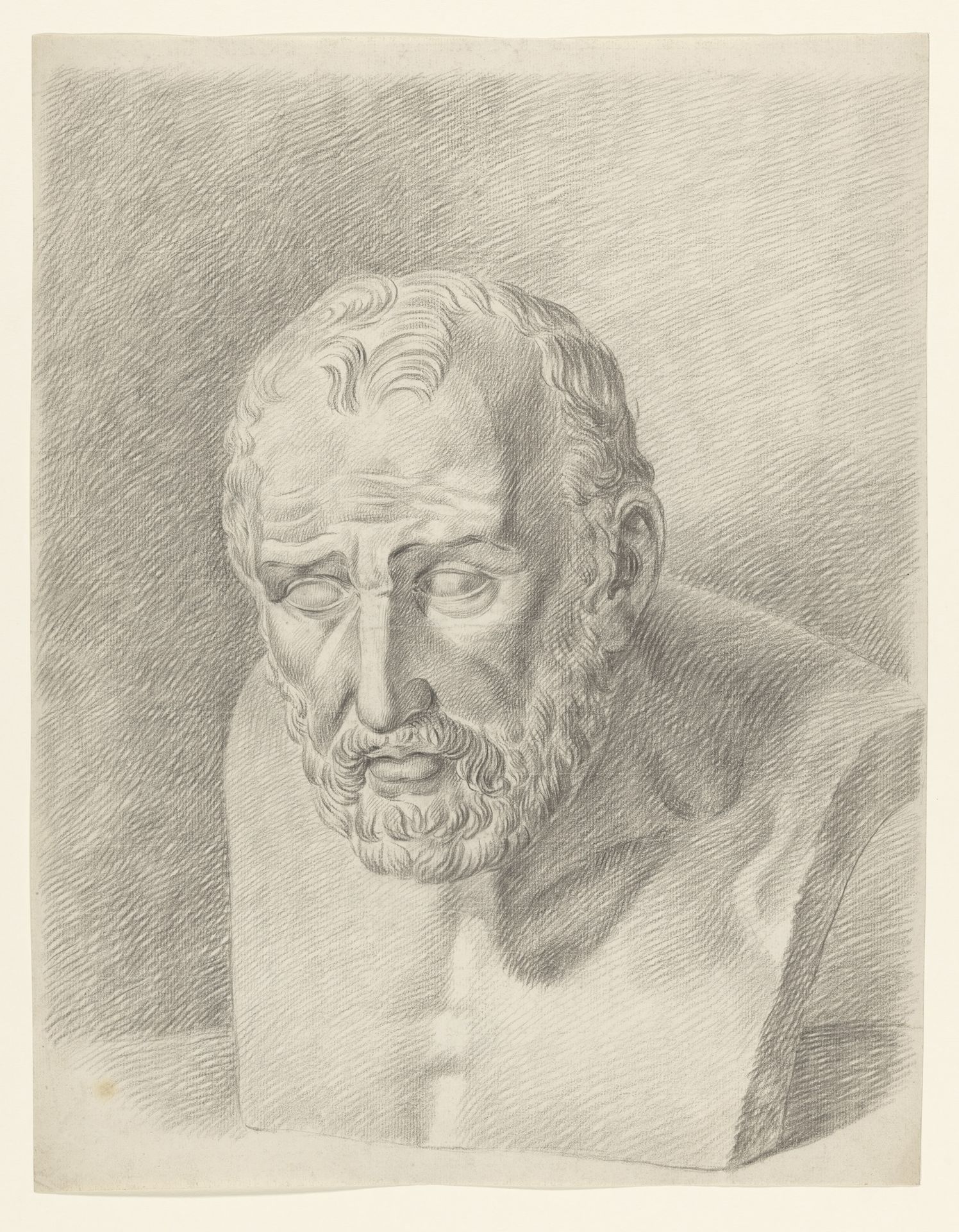 Academiestudie naar gips van antieke buste van een man by Johannes Tavenraat