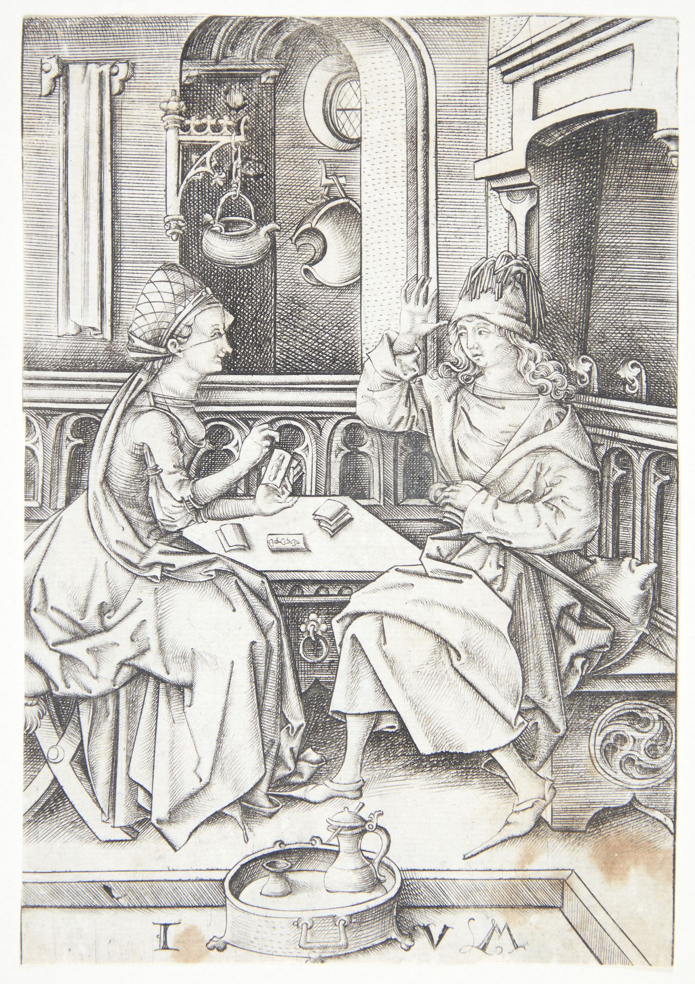 Couple playing cards by Israhel van Meckenem