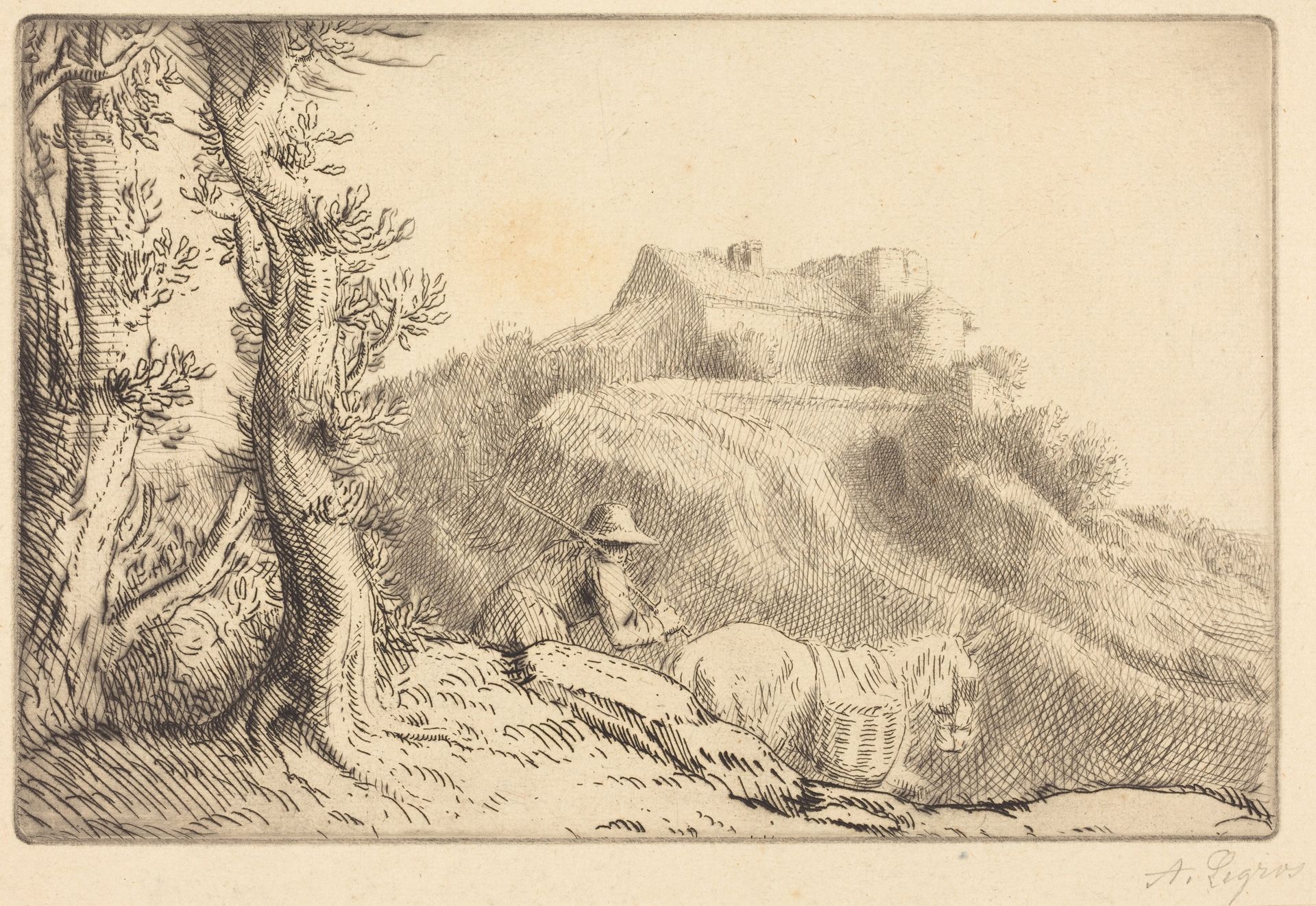 Farm on a Hill (La ferme sur la colline) by Alphonse Legros