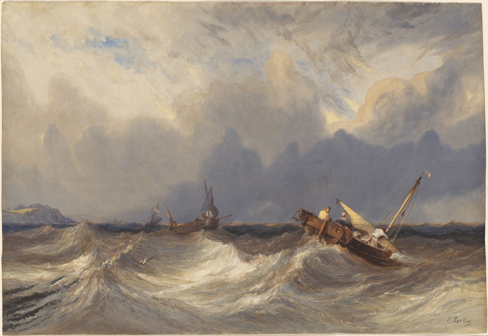 Fishing Boats Tossed before a Storm by Eugène Isabey