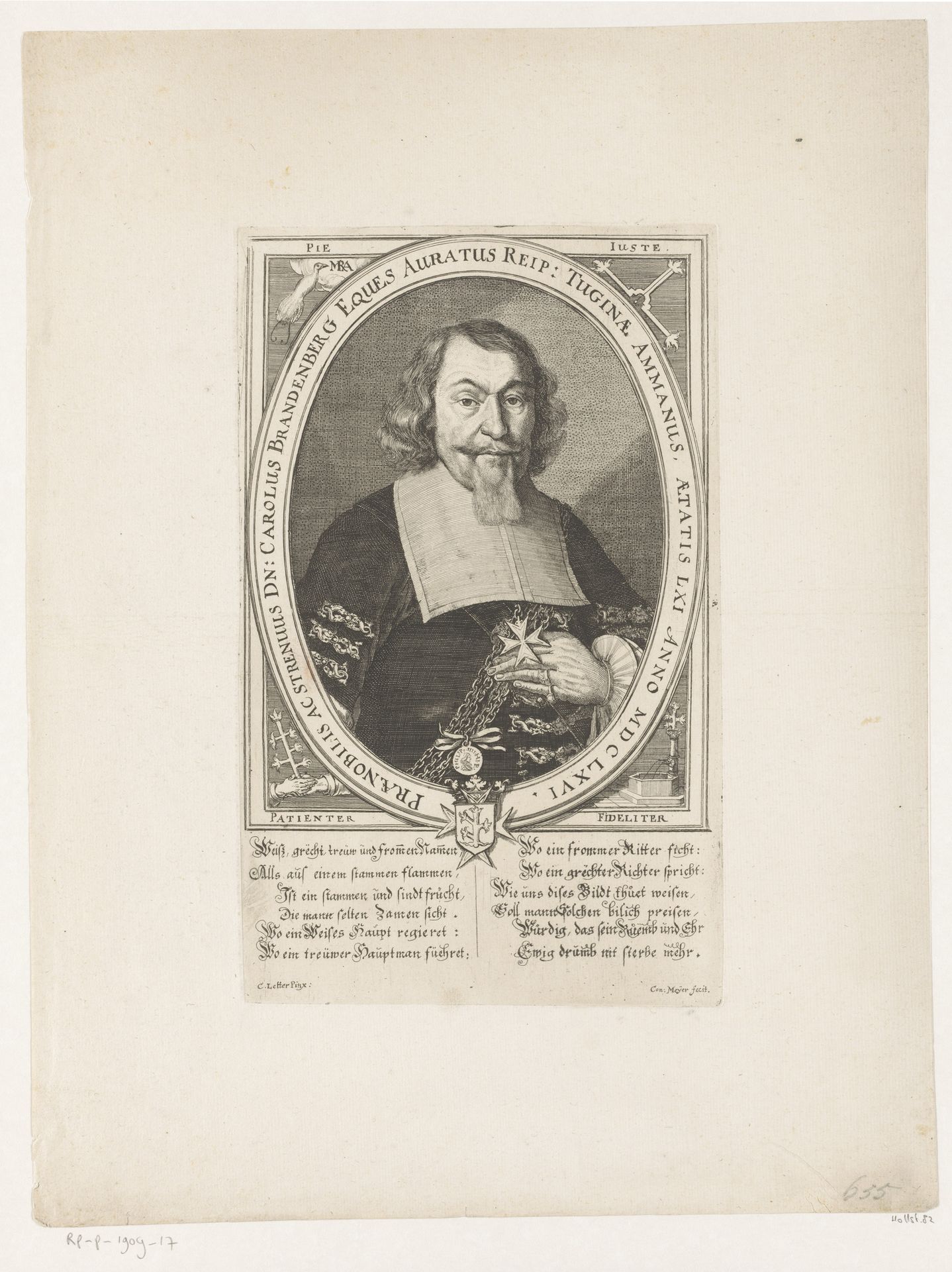 Portret van Carolus von Brandenburg by Conrad Meyer
