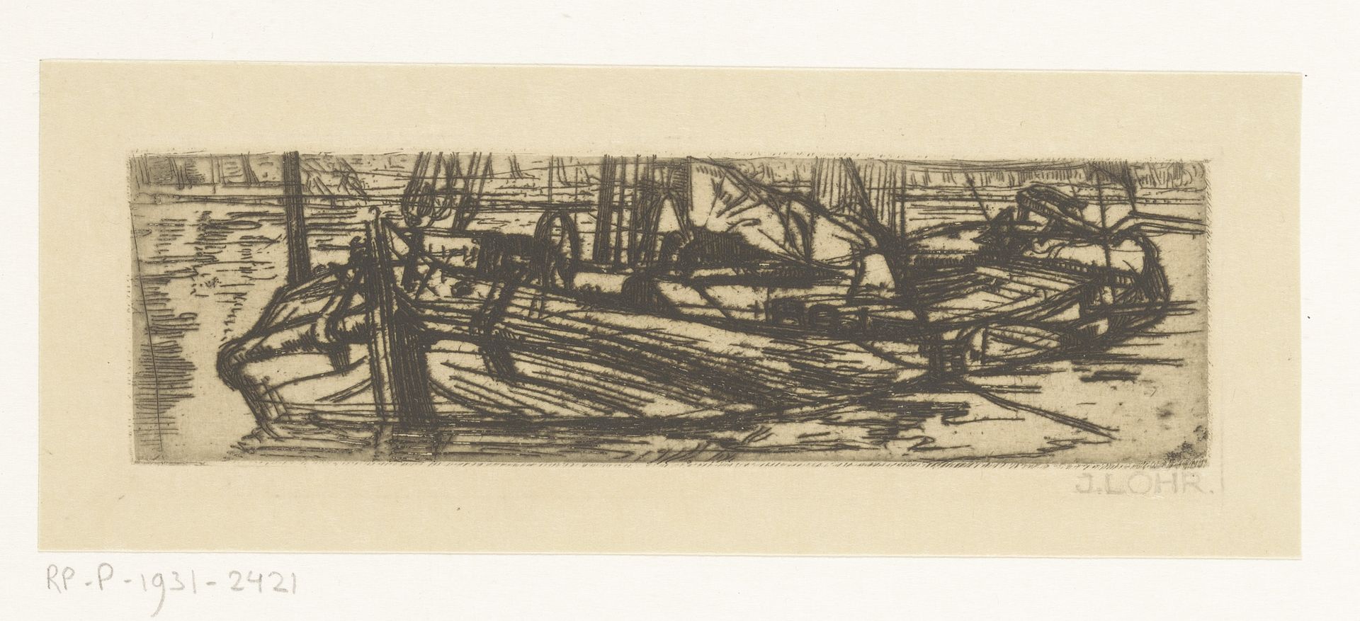 Aangemeerd schip by Johannes Löhr
