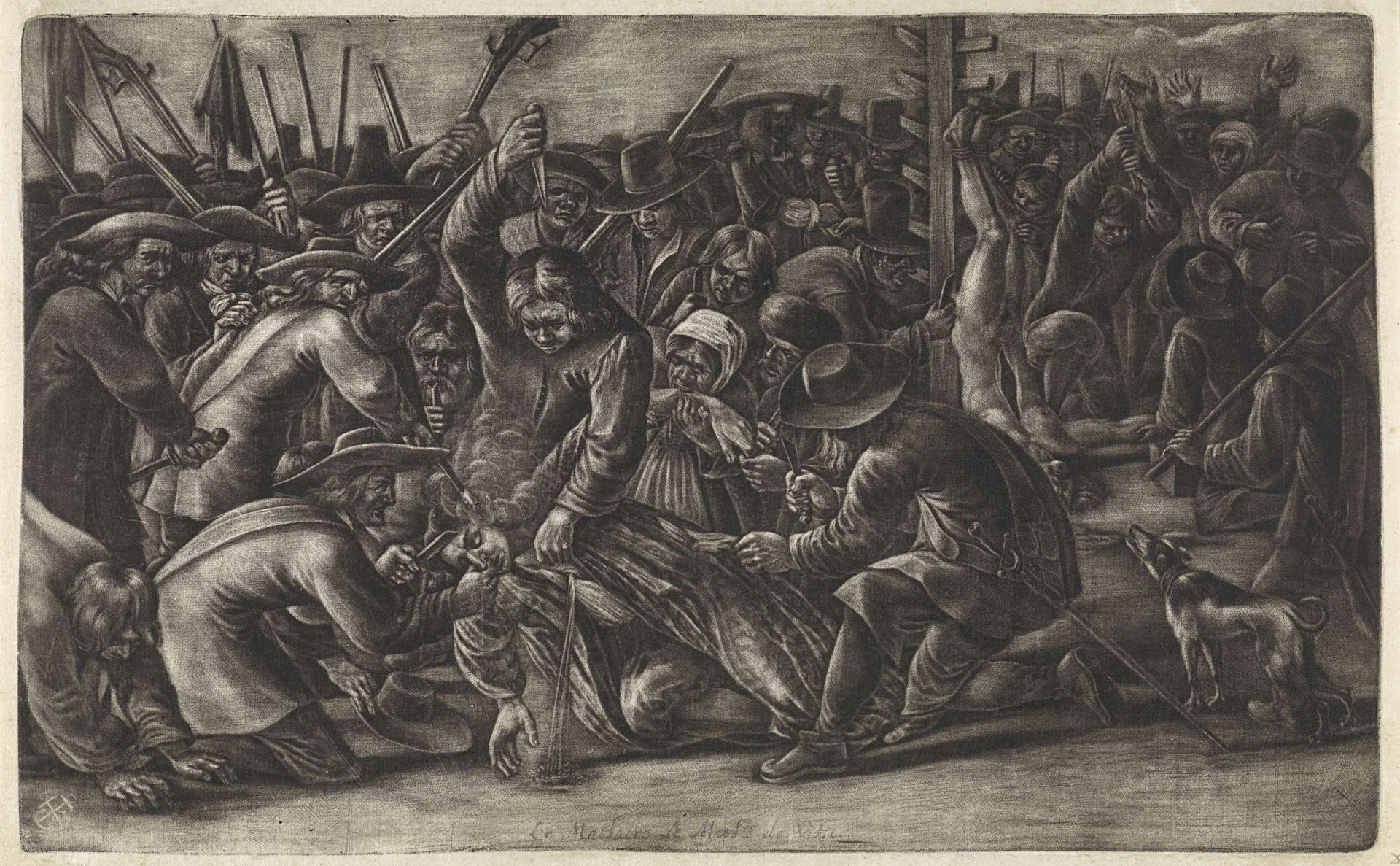 Verminking van de lichamen van de gebroeders De Witt, 1672 by Hendrick Danckerts