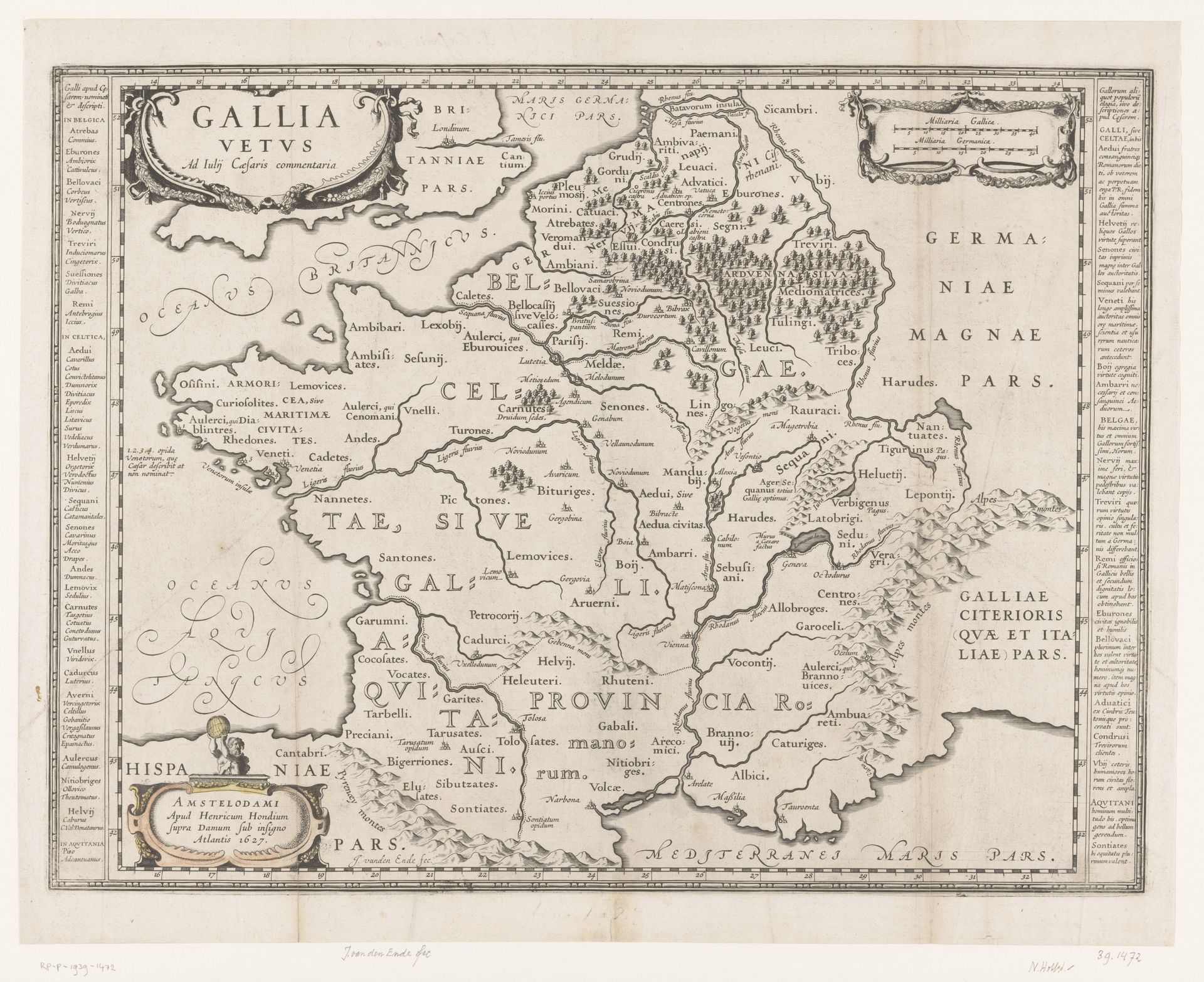 Kaart van het oude Gallië, 1627 by Josua van den Enden