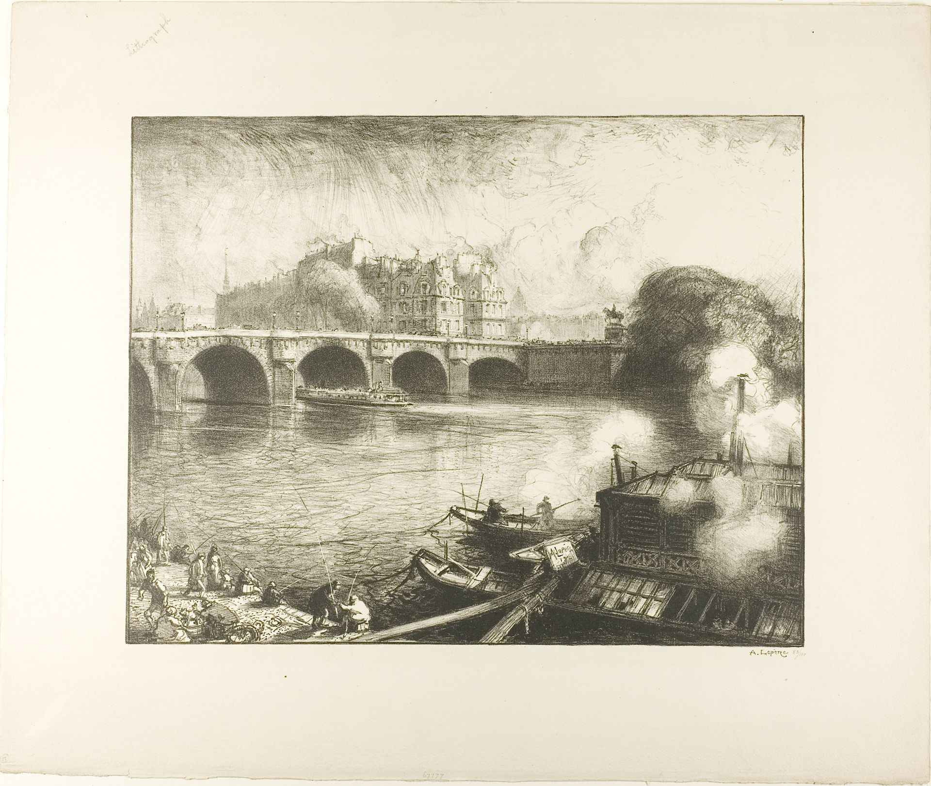 The Pont Neuf, Paris by Auguste-Louis Lepère