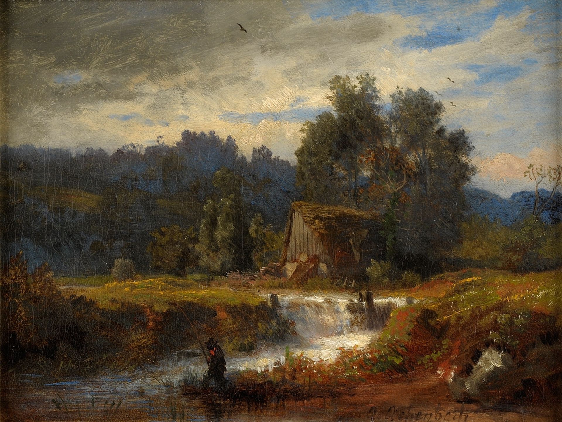 Norwegian Landscape With Angler by Andreas Achenbach