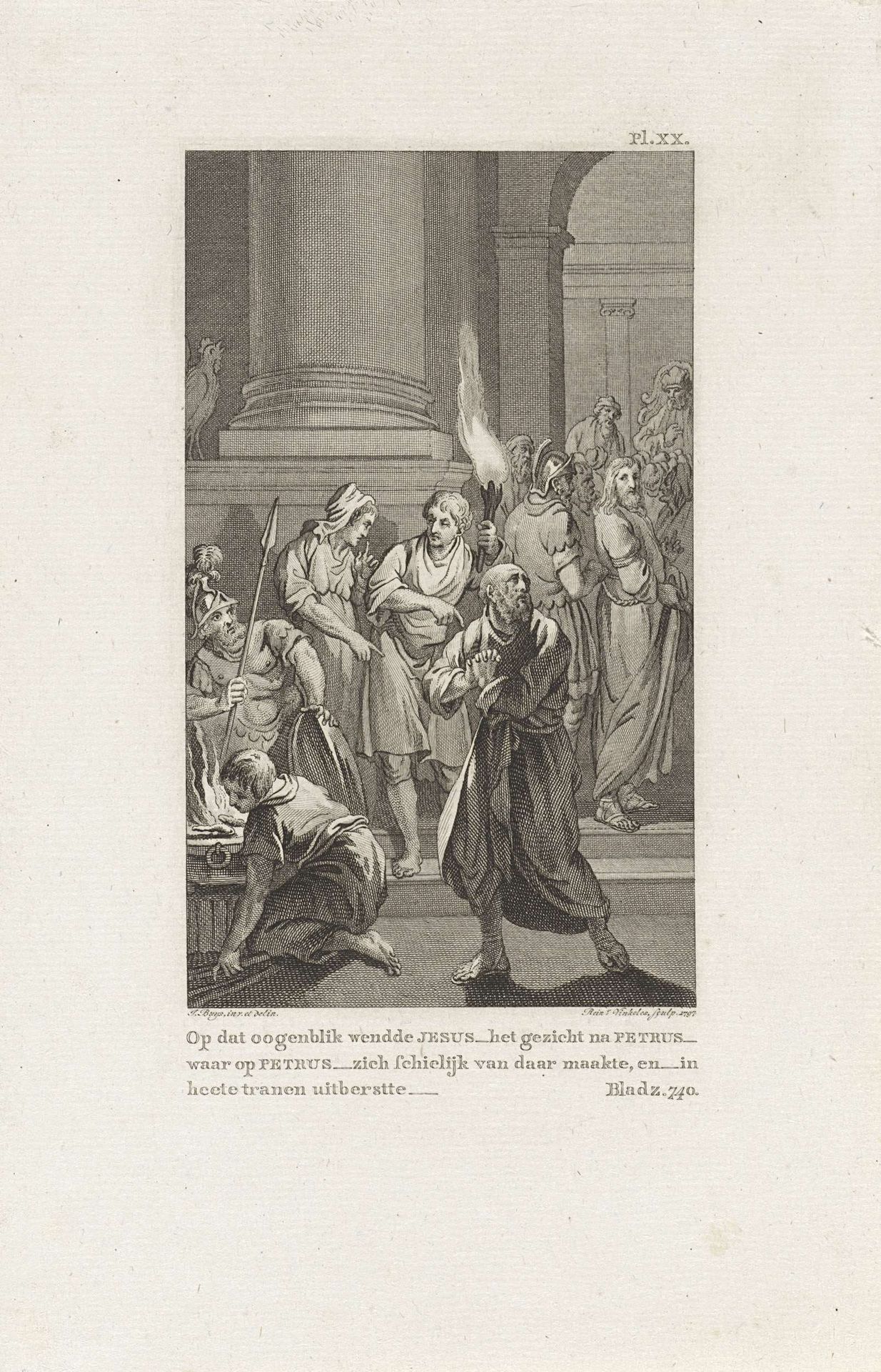 Petrus verloochent Christus by Reinier Vinkeles
