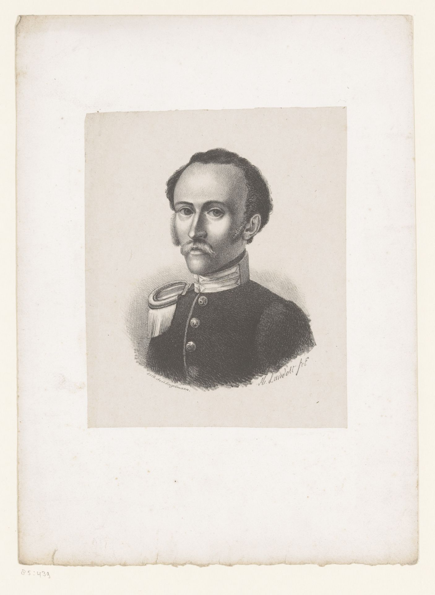 Portret van een onbekende militair by M. Landolt