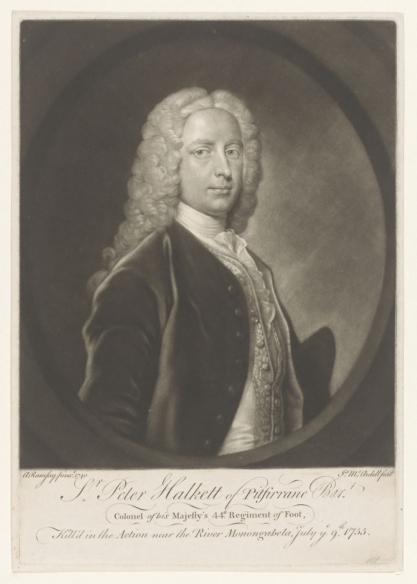 Portret van Peter Halkett by James McArdell