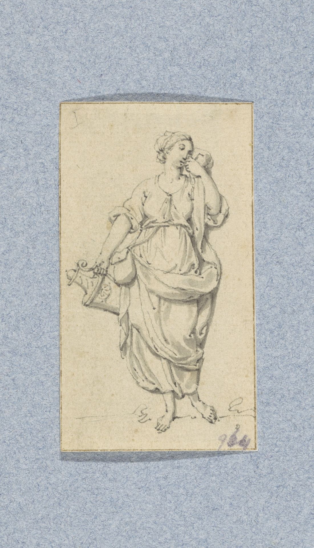 Staande vrouw met vaas (in doos met 43 tekeningen) by Louis Fabritius Dubourg