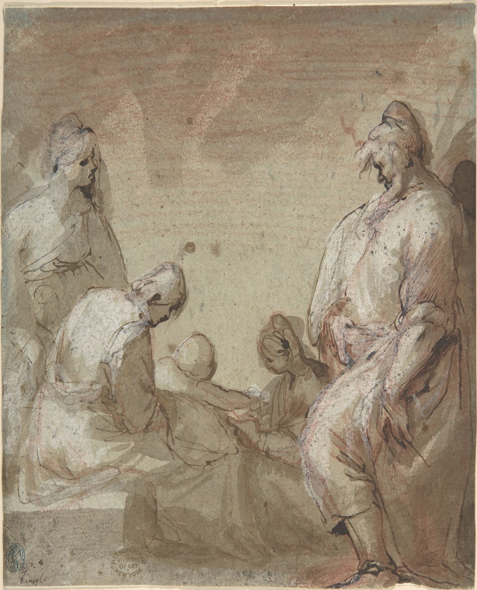 Group of Four Standing and Seated Figures and a Child by Anonymous