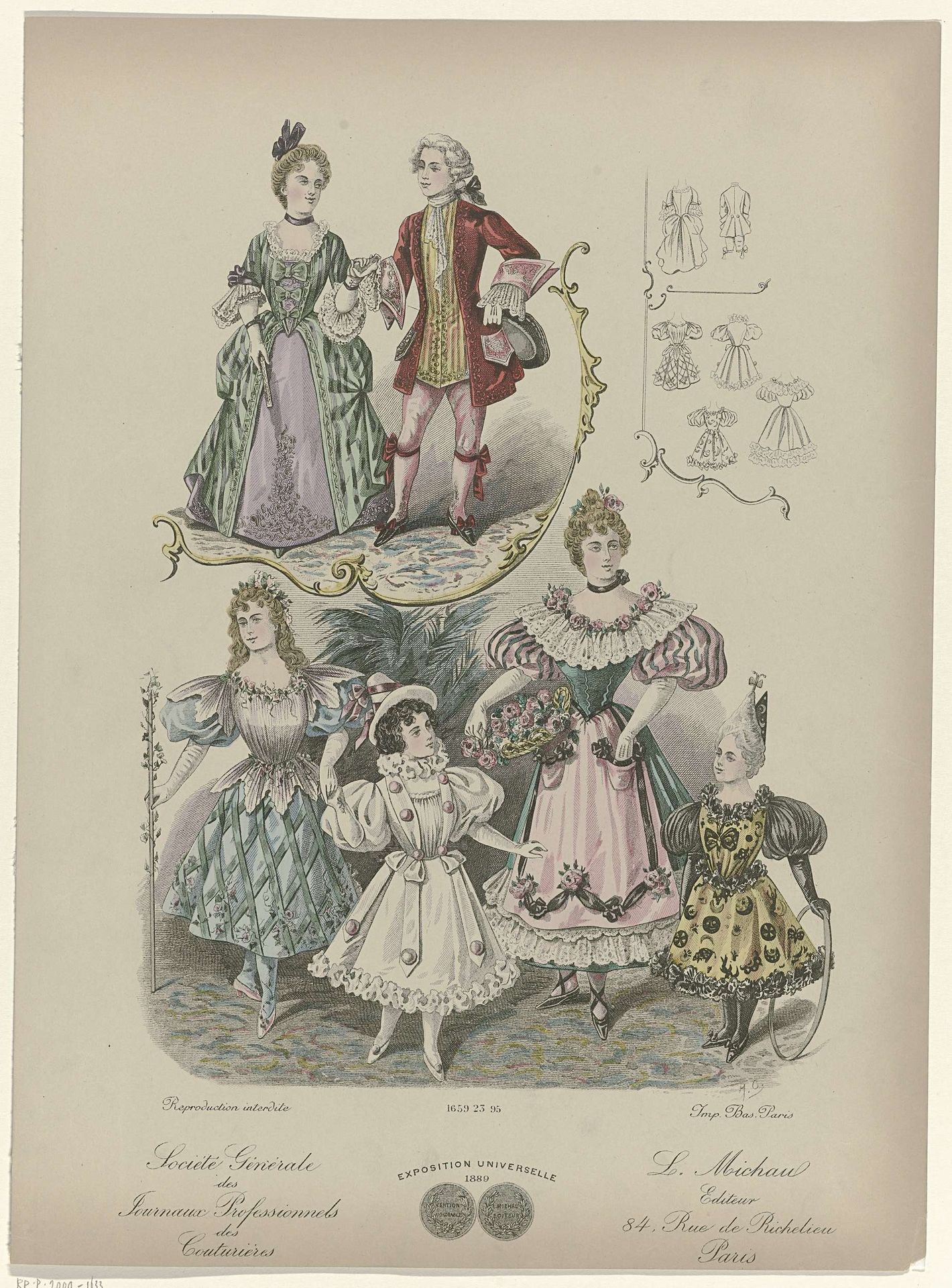 Société Générale des Tournaux Professionnels des Couturieres, Exposition Universelle, 1889, No. 1659 23 95 : L. Michau Editeur (...) by Monogrammist JC (19e eeuw)