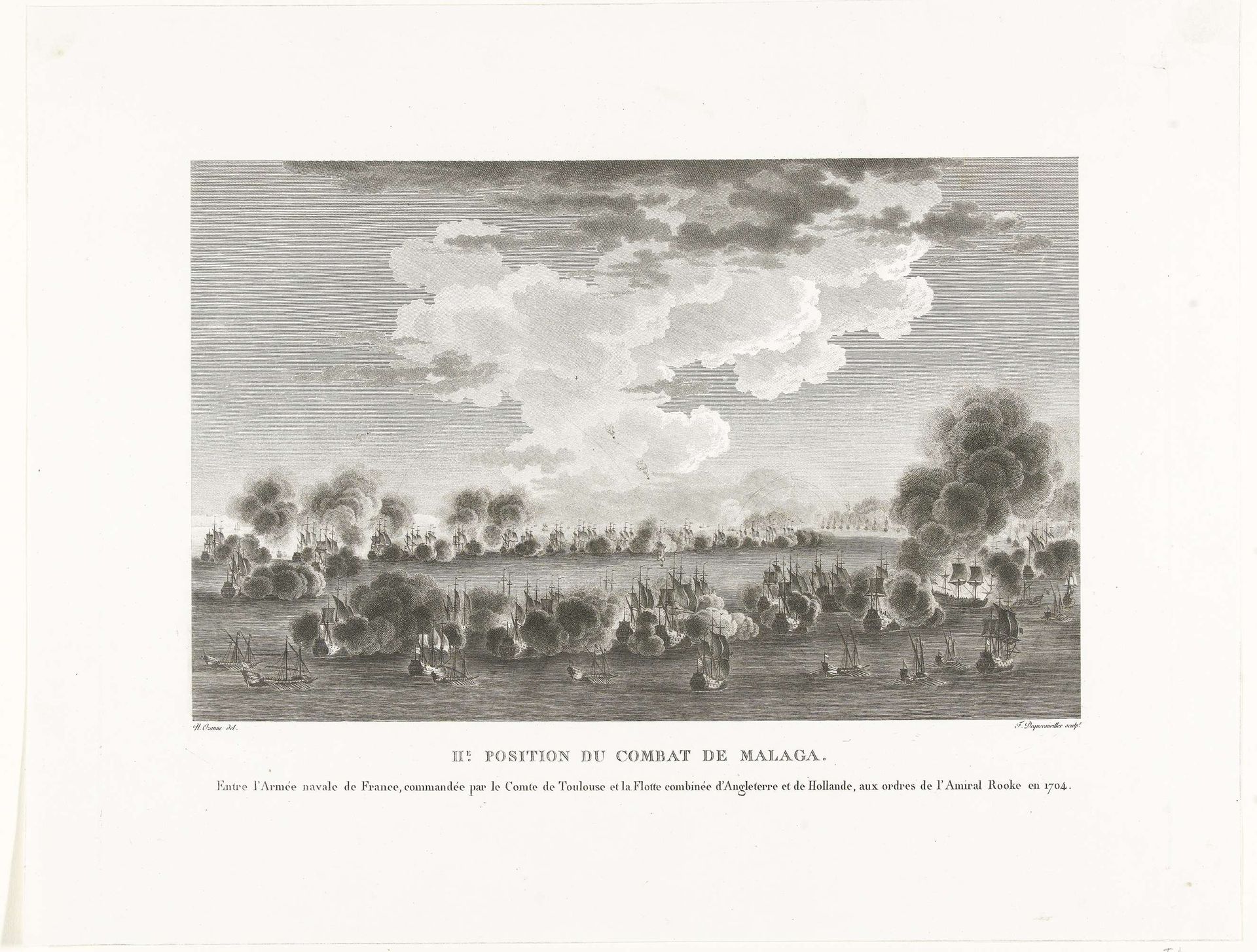 Zeeslag bij Malaga, 1704 by François Jacques Dequevauviller