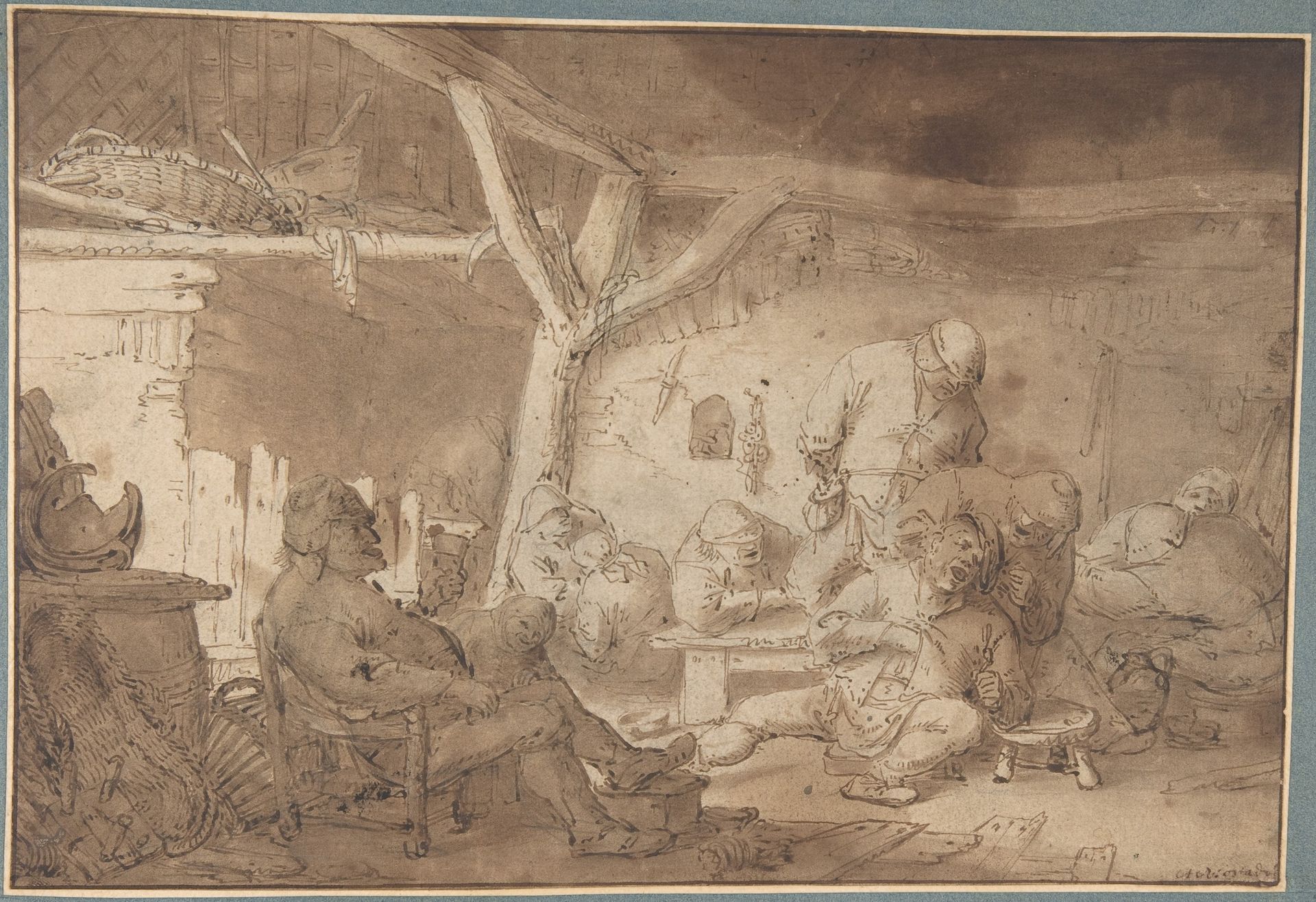 Interior with Peasants by Adriaen van Ostade