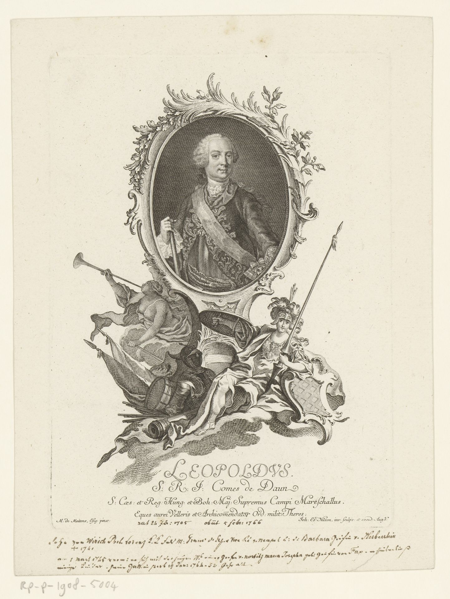 Portret van Leopold Joseph von Daun by Johann Esaias Nilson