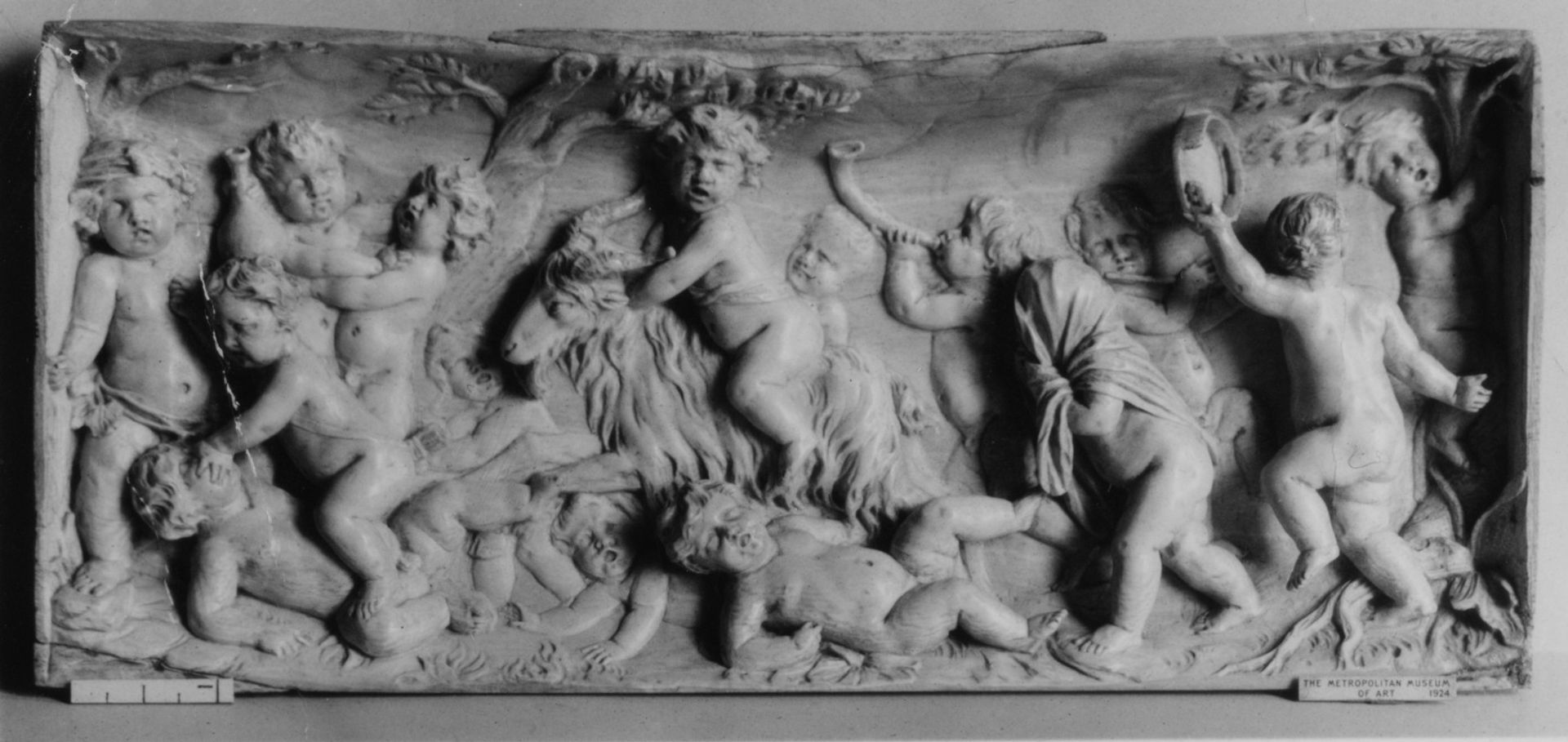 Cupids in Bacchanalian scene by Lukas Faydherbe