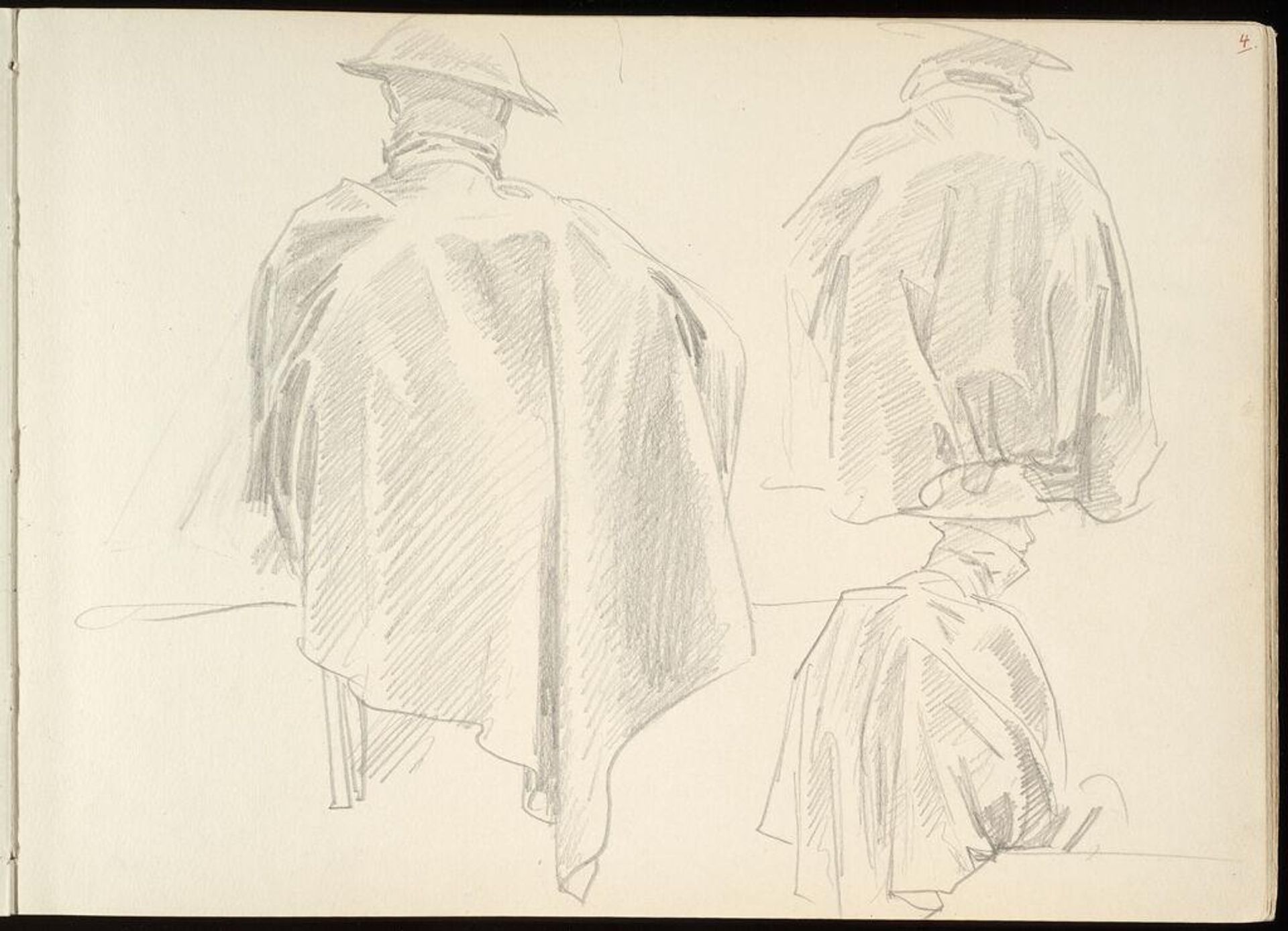 Sketches of Soldiers in Rain Capes (recto and verso) by John Singer Sargent