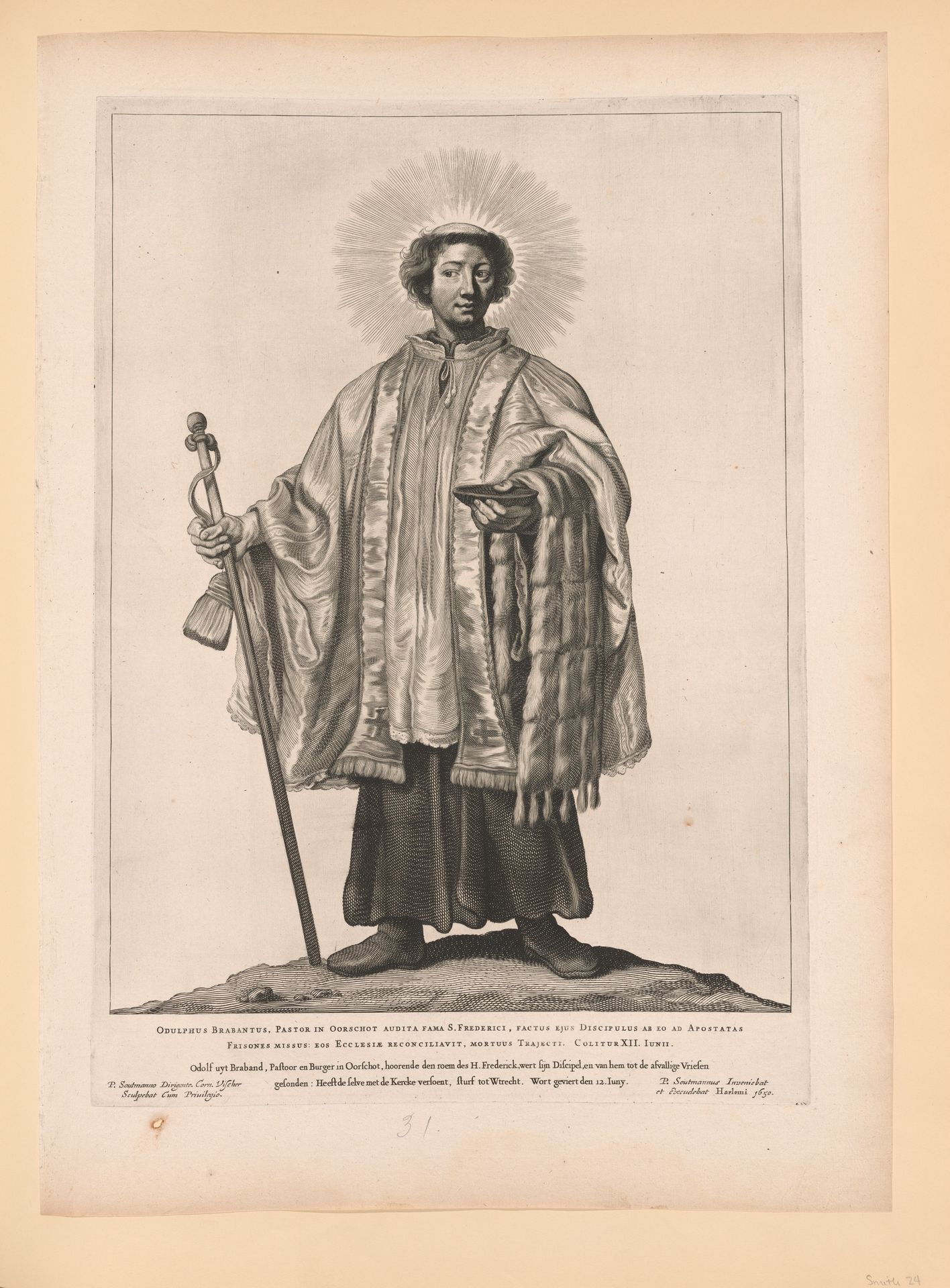 Saint Odulf, from Saints of the North and South Netherlands by Cornelis Visscher