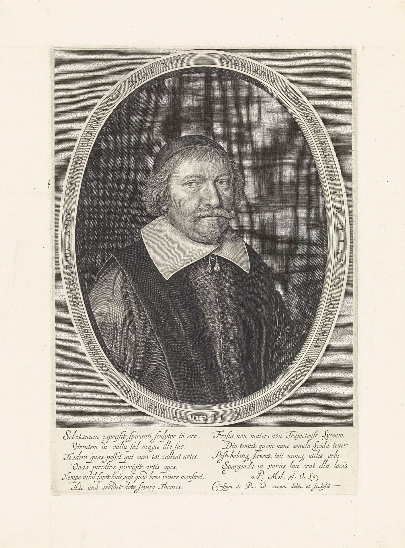 Portret van Bernardus Schotanus by Crispijn van de (II) Passe
