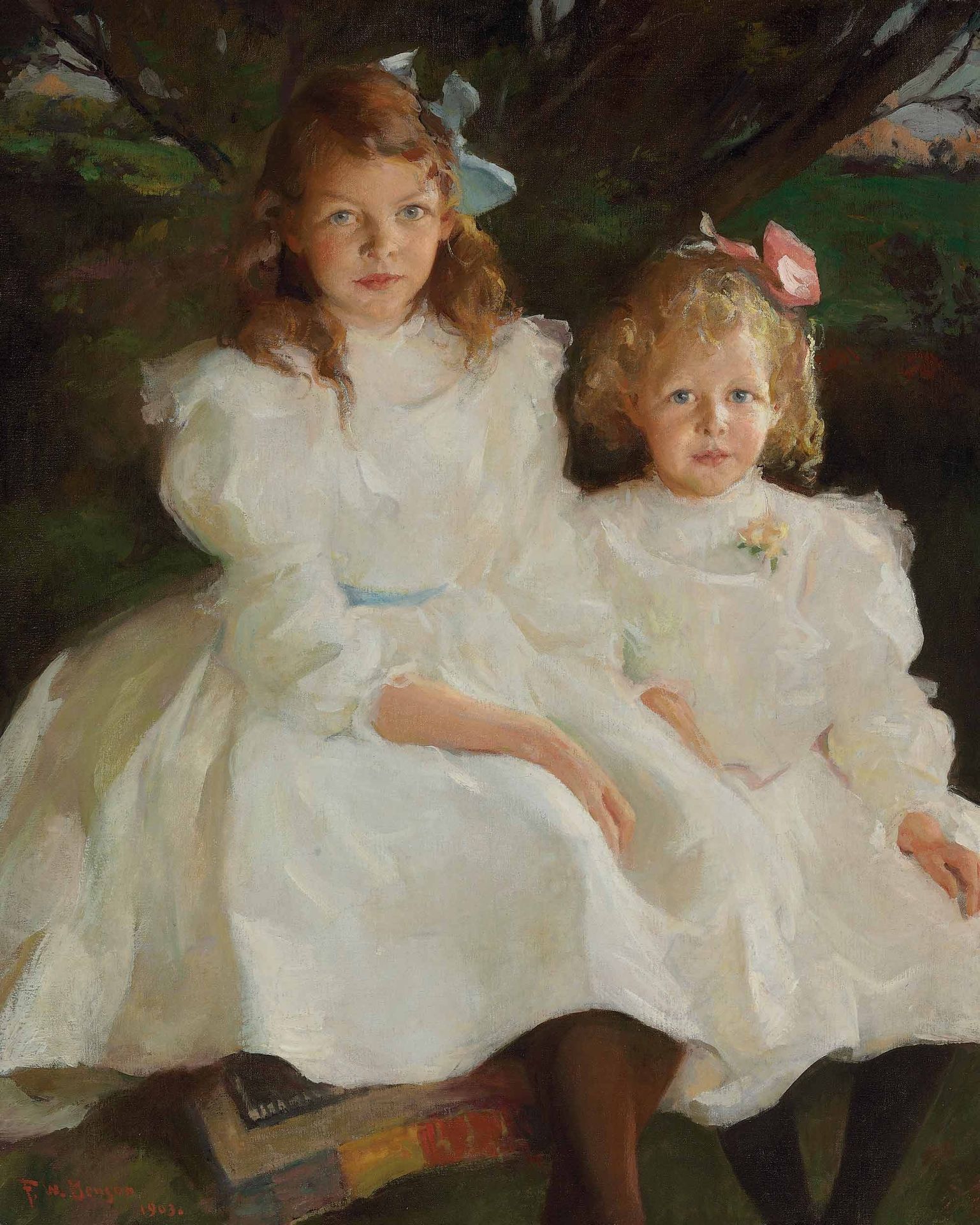 Two Little Girls by Frank W. Benson