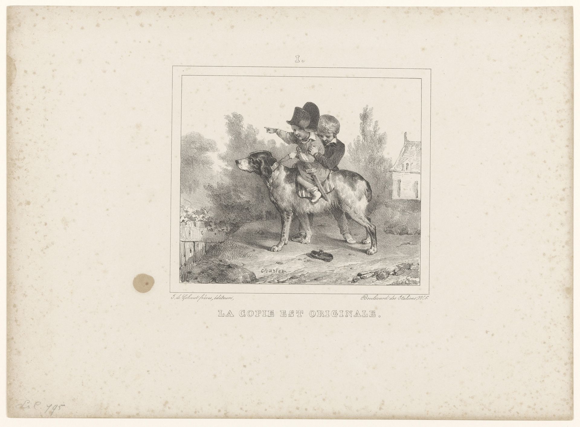 Kleine jongen doet alsof hij Napoleon is by Nicolas Toussaint Charlet