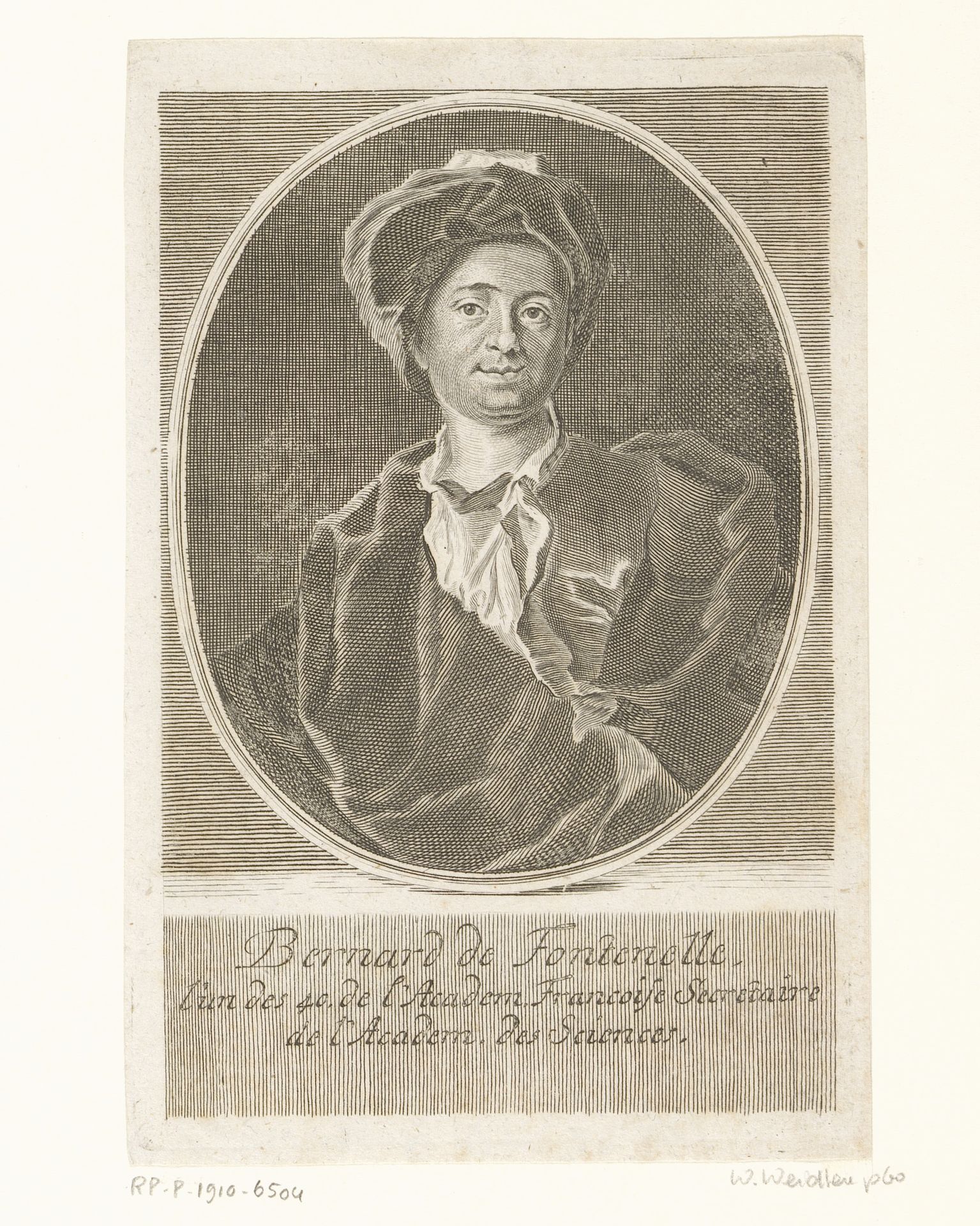 Portret van Bernhard de Fontenelle by Martin Bernigeroth