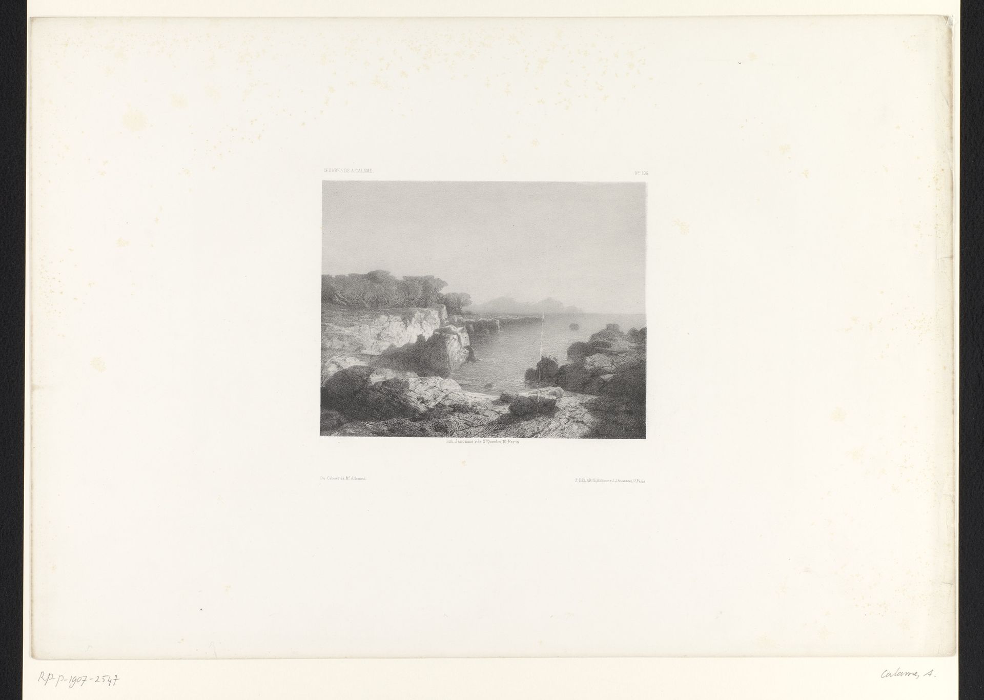 Landschap met baai en rotsachtige kust by Alexandre Calame