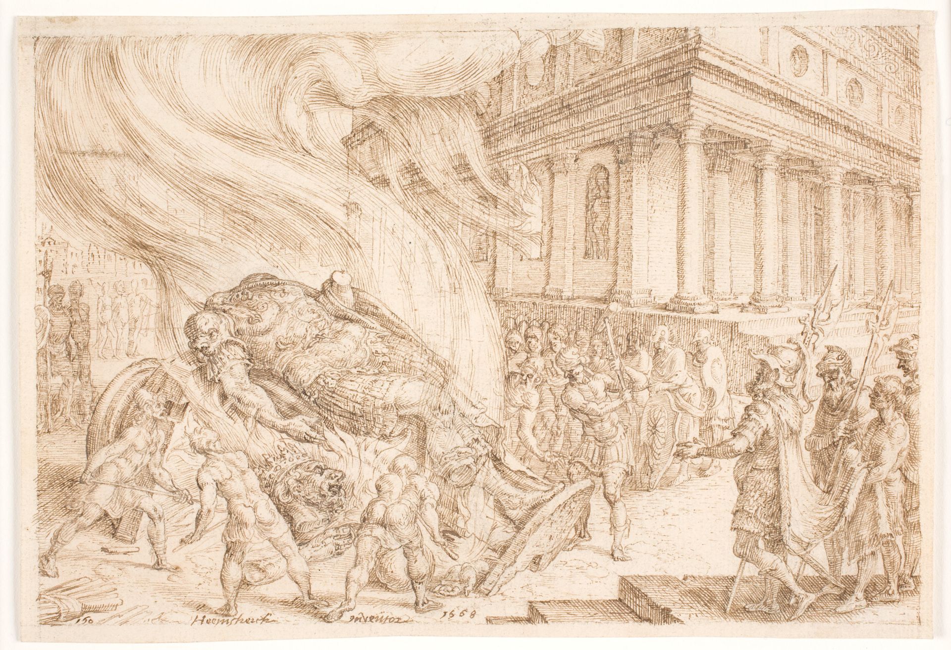 Jehu ødelægger ba'alshuset by Maarten van Heemskerck