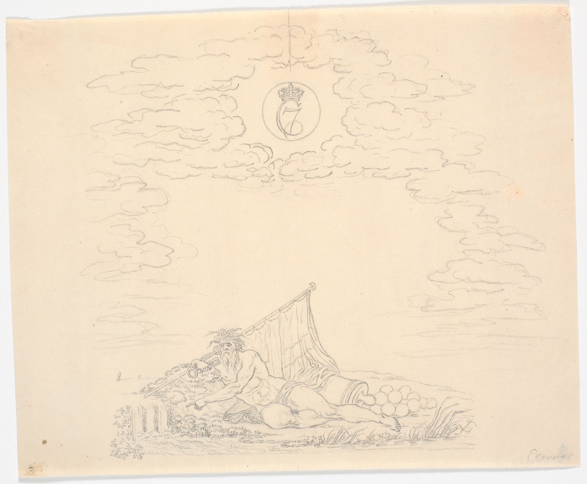 Titelvignet til et søkort: "Kaart over Belterne og Sundet" by J.F. Clemens