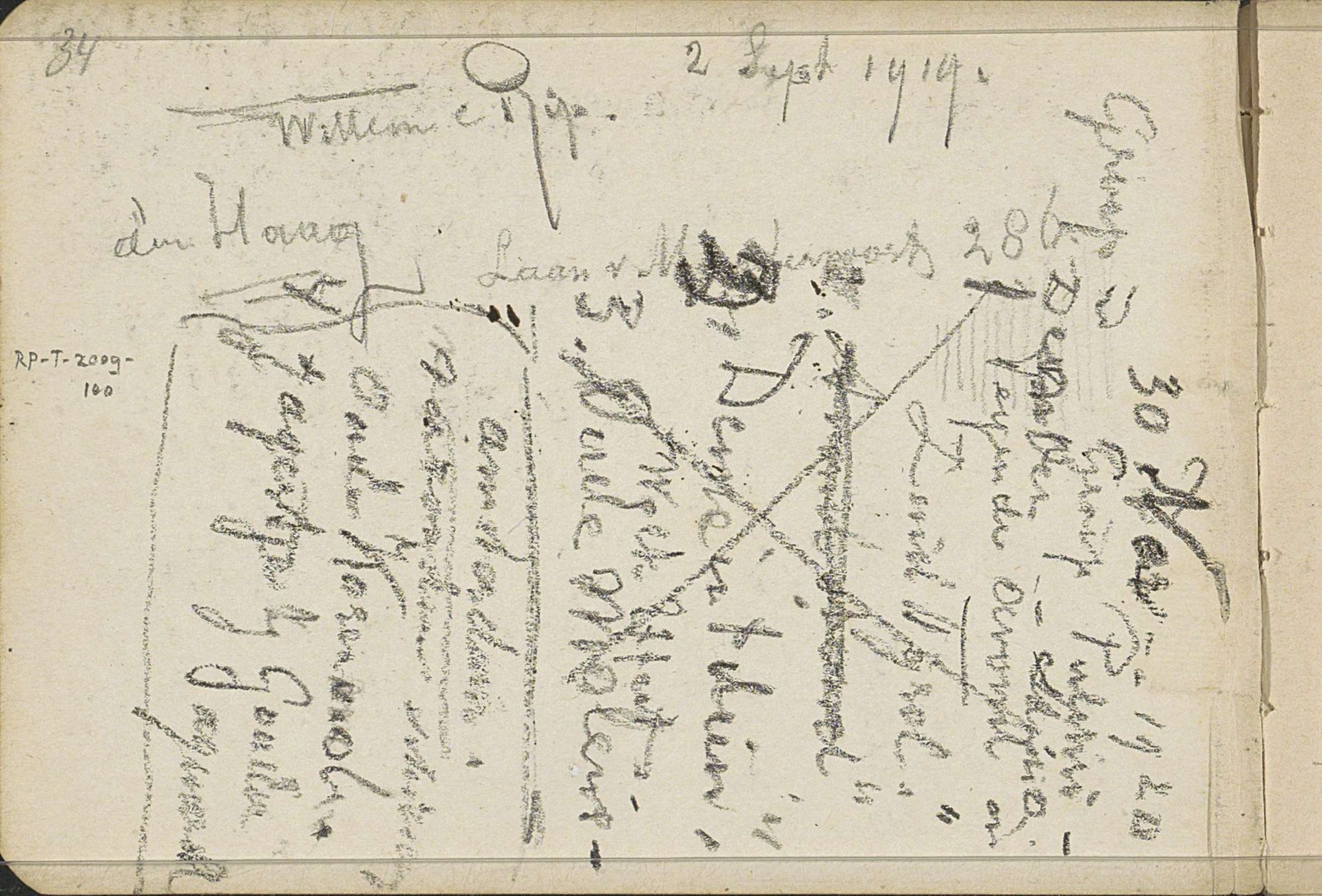 Signatuur, datum en notities by Willem Cornelis Rip