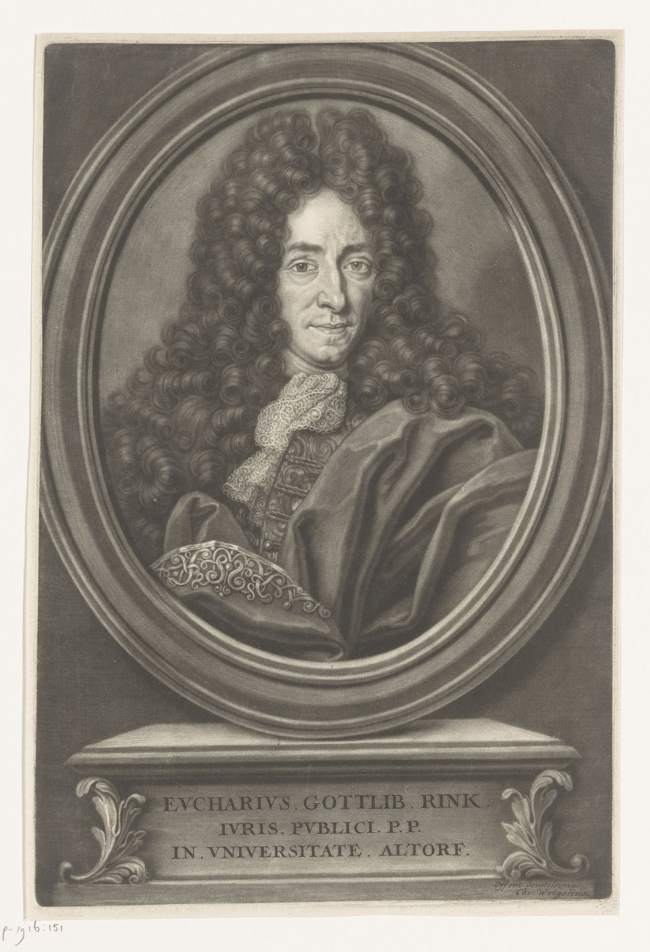 Portret van Eucharius Gottlieb Rink by Christoph Weigel