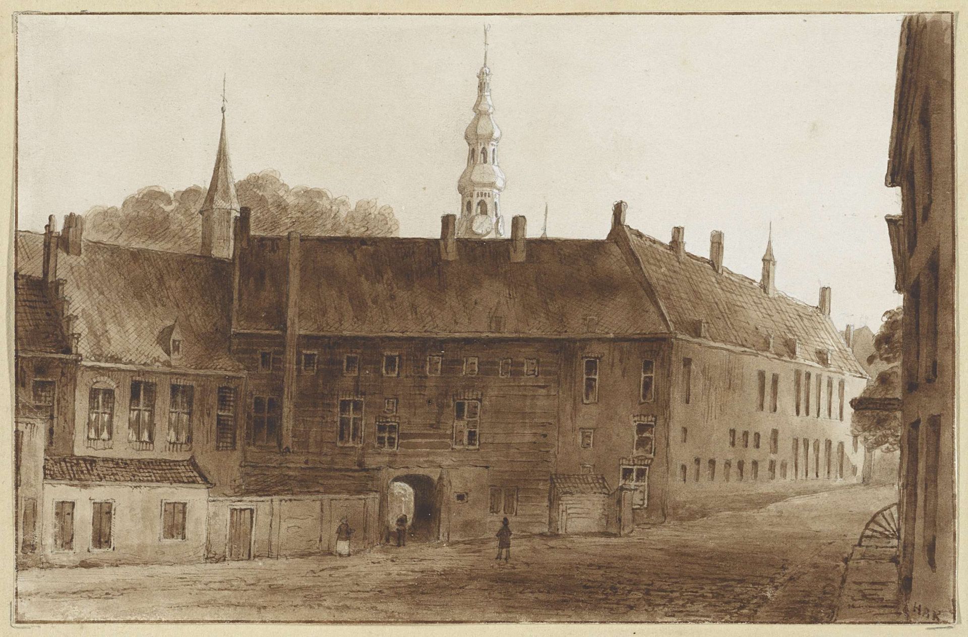 Voorgevel van de Abdij te Middelburg by Hendrik Abraham Klinkhamer