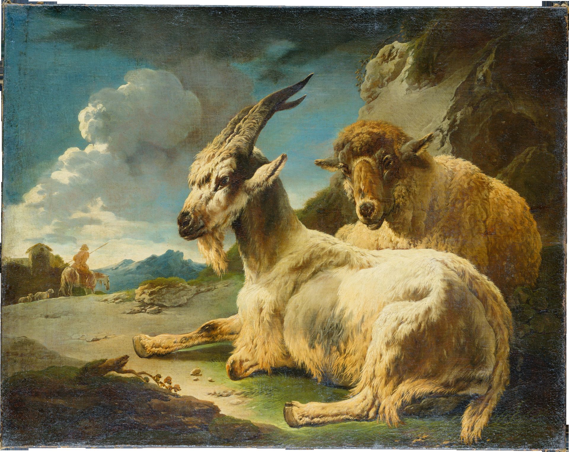 Goat and Sheep in a Rocky Landscape by Philipp Peter Roos