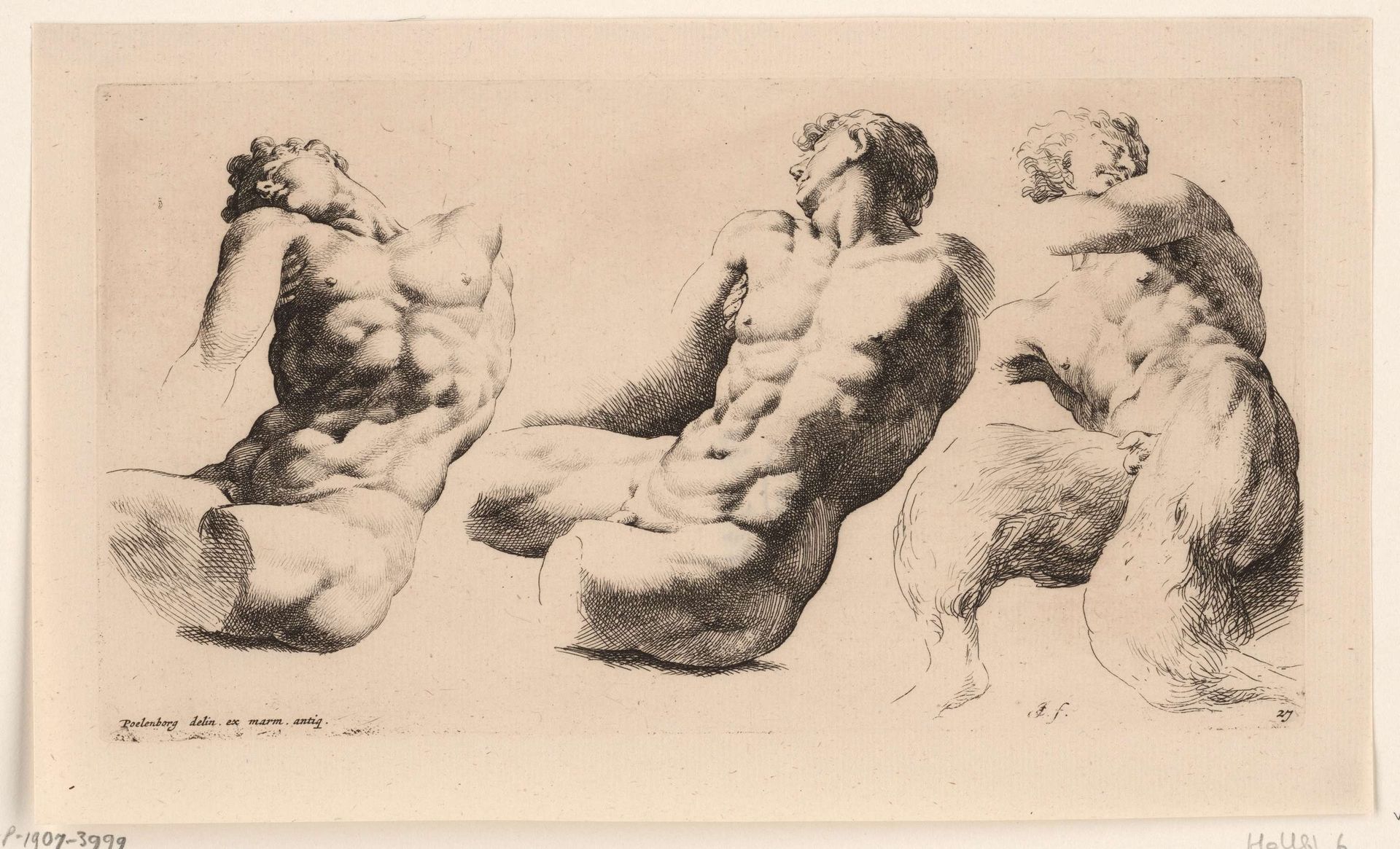 Twee mannentorso's en een faun by Jan de Bisschop